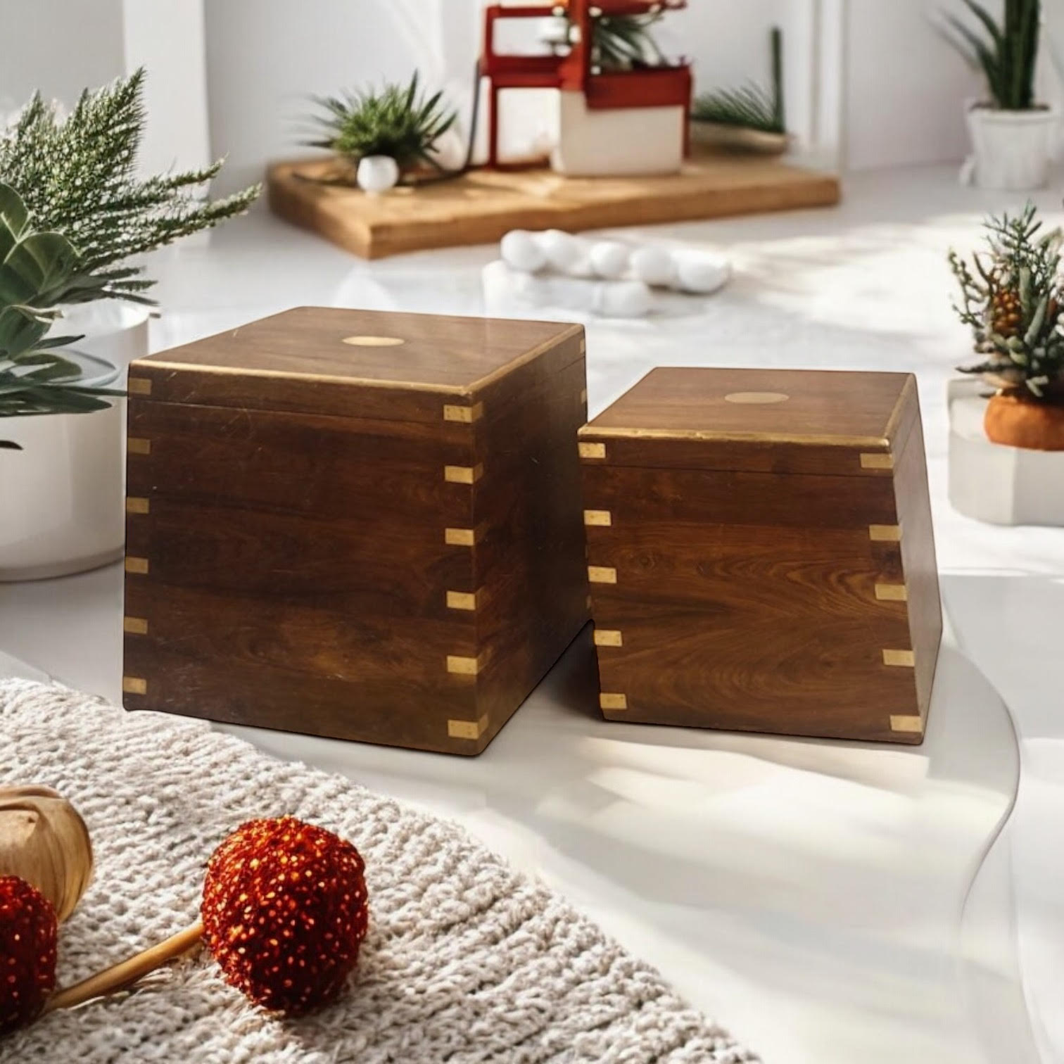 MSL Set of 2 Wooden Chests 45cm