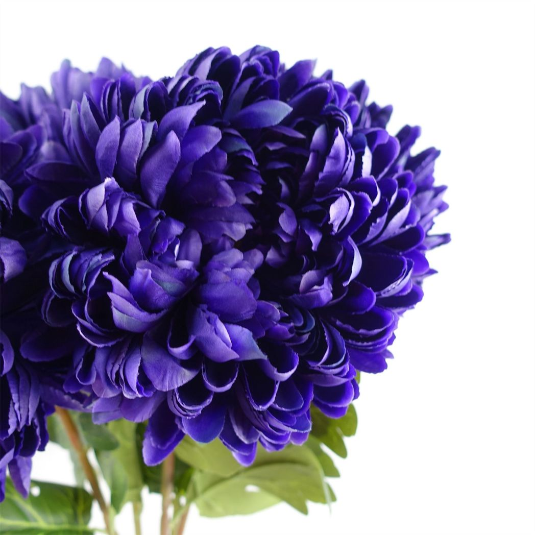 Leaf Pack of 6 Purple Extra Large Reflex Chrysanthemum Silk Flowers 75cm