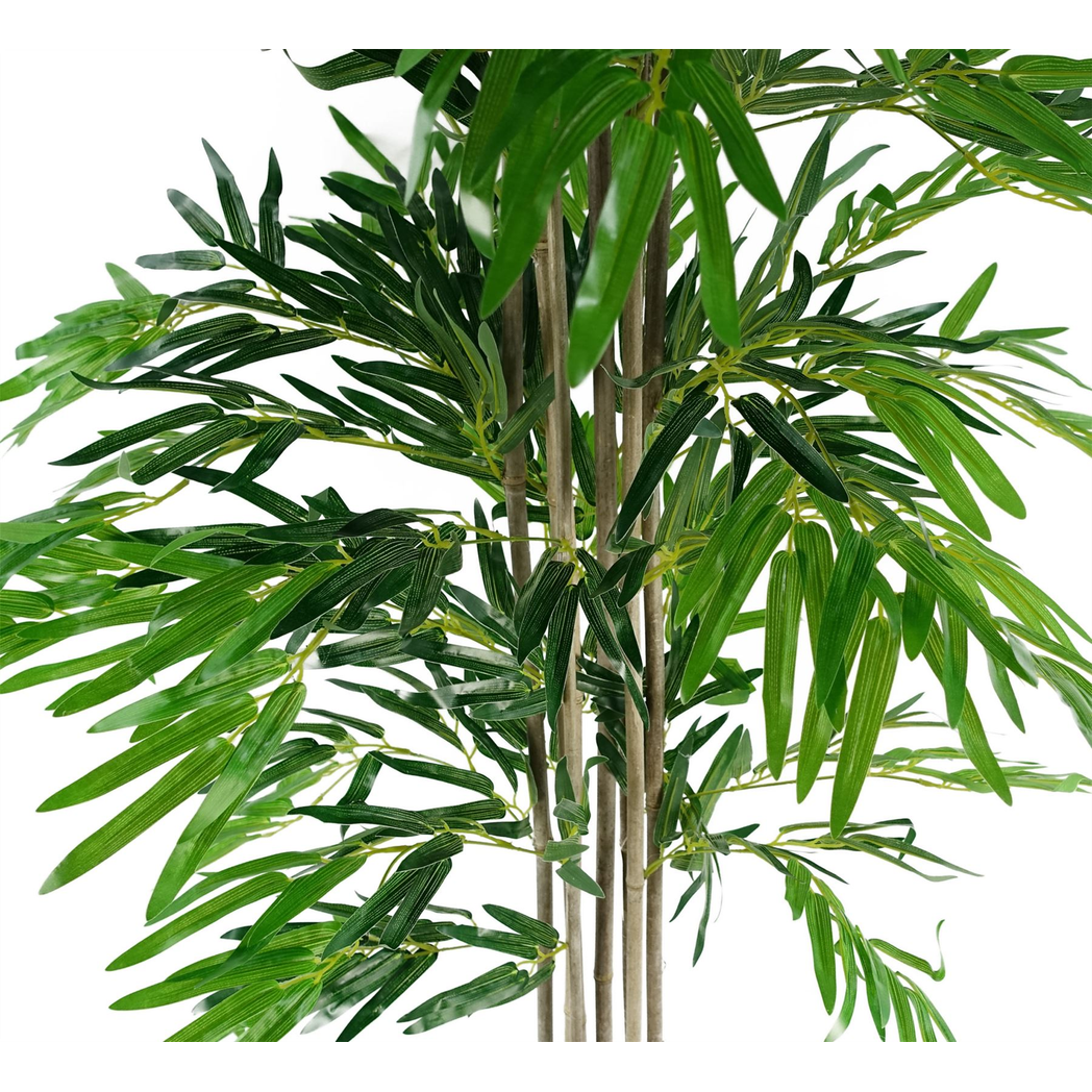 Leaf 180cm 6ft Artificial Bamboo Tree Natural Green in Black Pot