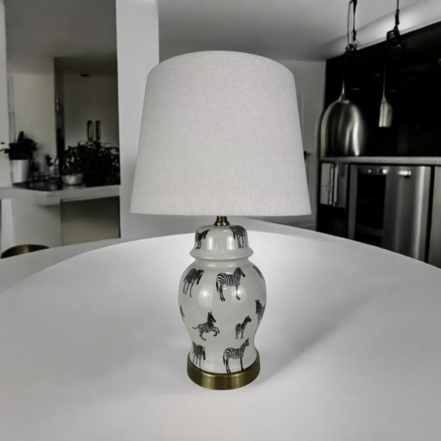 MSL 41cm Traditional Ceramic Table Lamp Base and Shade with Inline Rocker Switch, Double Insulated