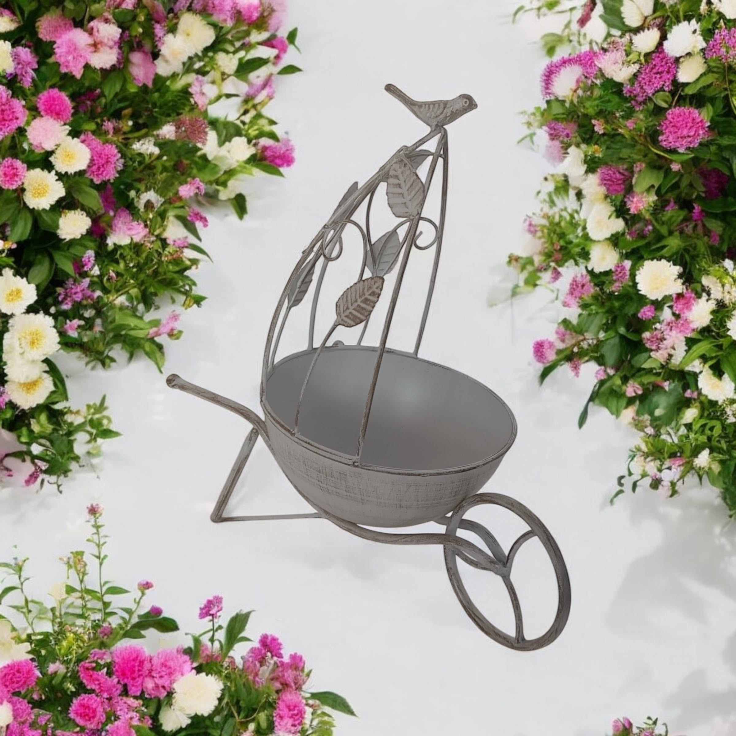 MSL 36cm Cream Metal Garden Planter