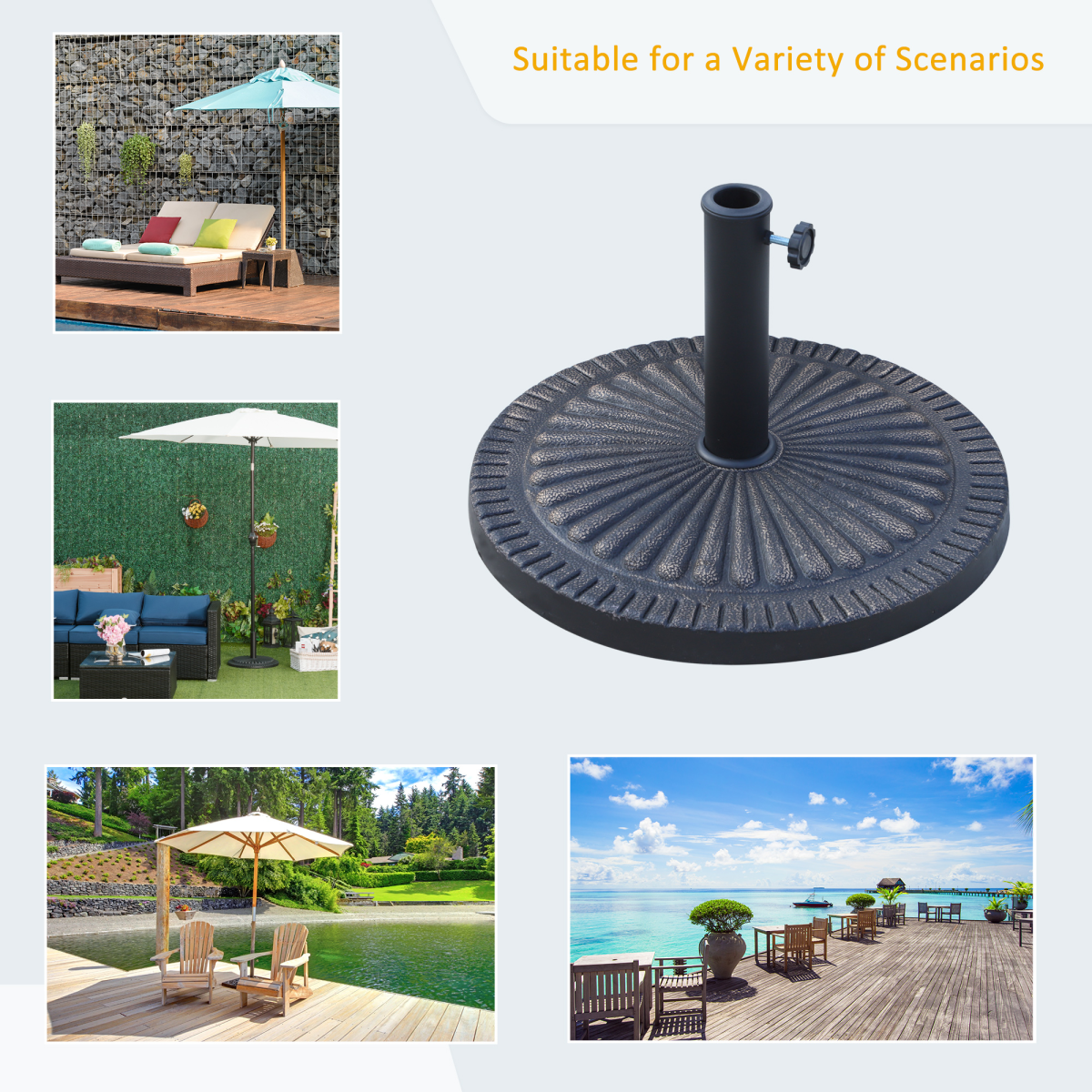 Outsunny Bronze Tone Resin Patio Umbrella Base with Tightening Knob
