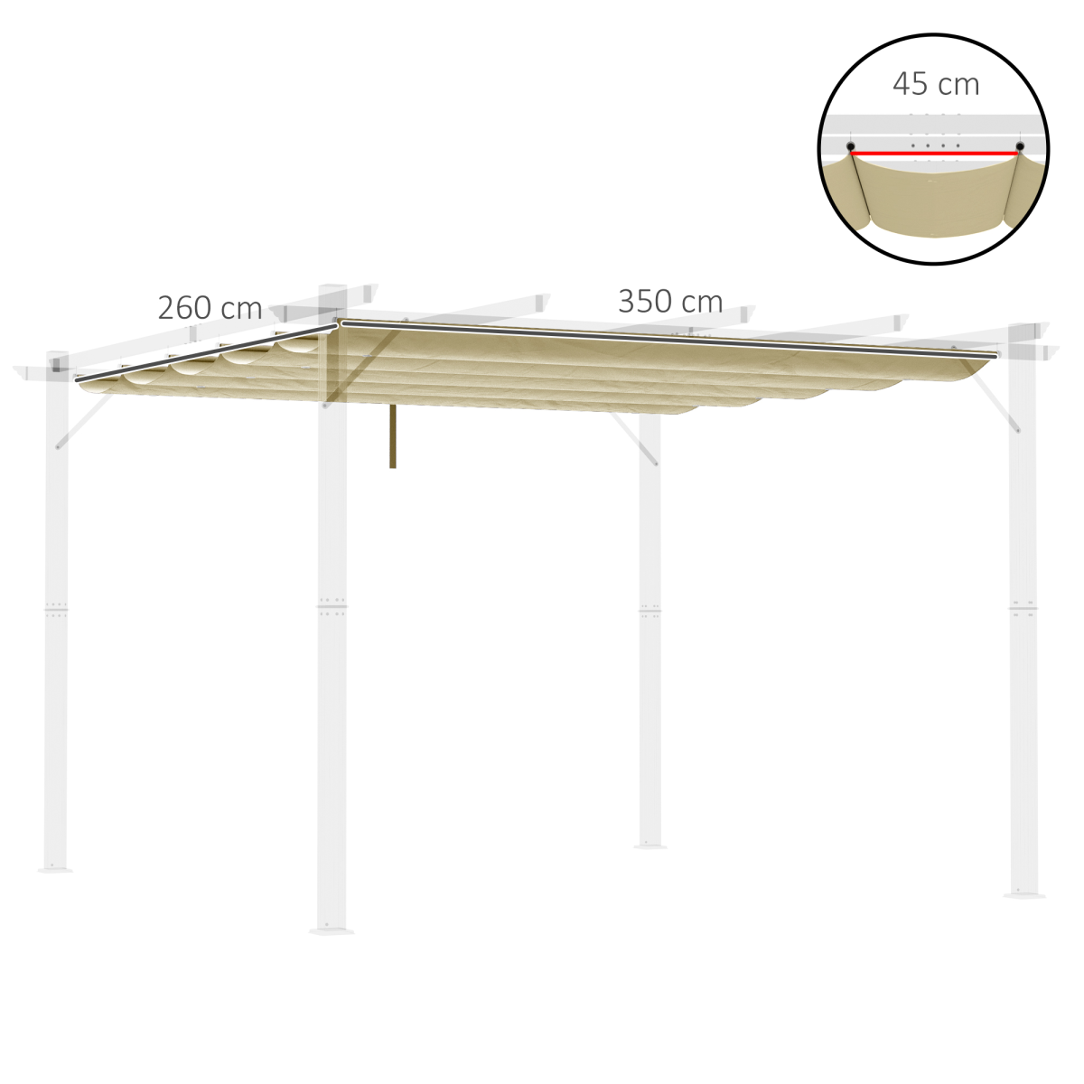 Outsunny 4 x 3 m Pergola Replacement Canopy Shade Cover, Beige Polyester, 10 Drainage Holes
