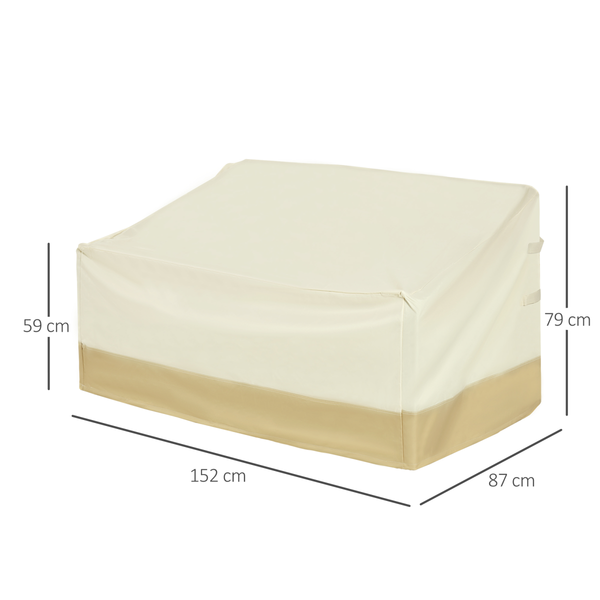 Outsunny Waterproof Patio Furniture Cover for 3-Seat Rattan Sofa, Oxford Fabric, Beige