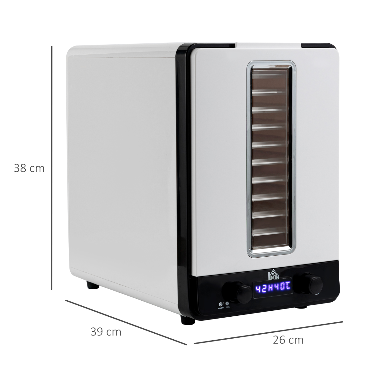 HOMCOM 11-Tier 550W Food Dehydrator with Adjustable Temperature, White