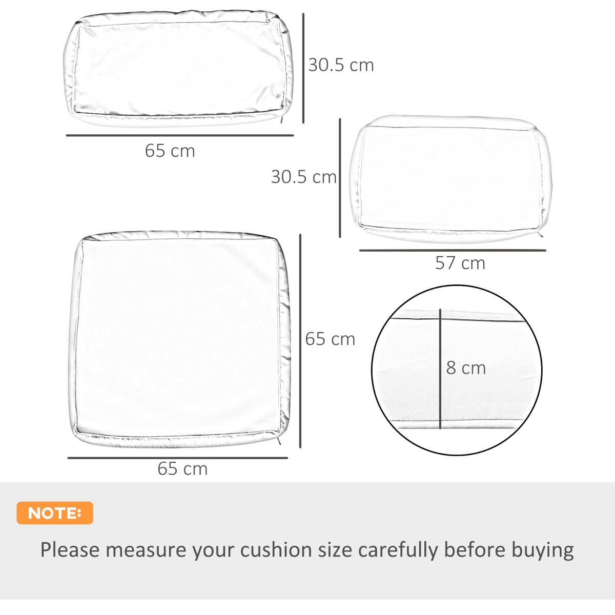 Outsunny 14-Piece Beige Outdoor Rattan Cushion Replacement Covers