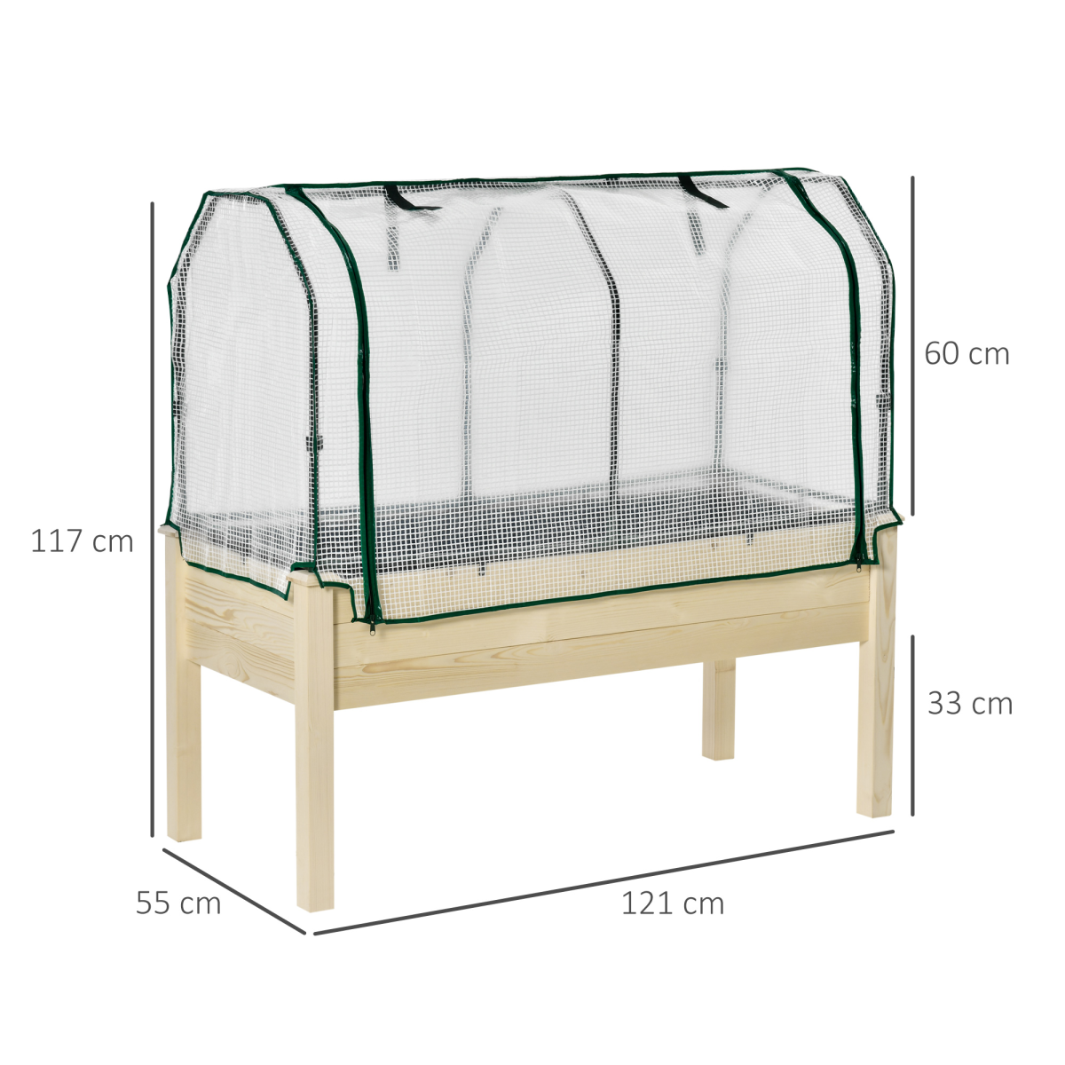 Outsunny Raised Garden Bed Planter Box with PE Greenhouse Cover
