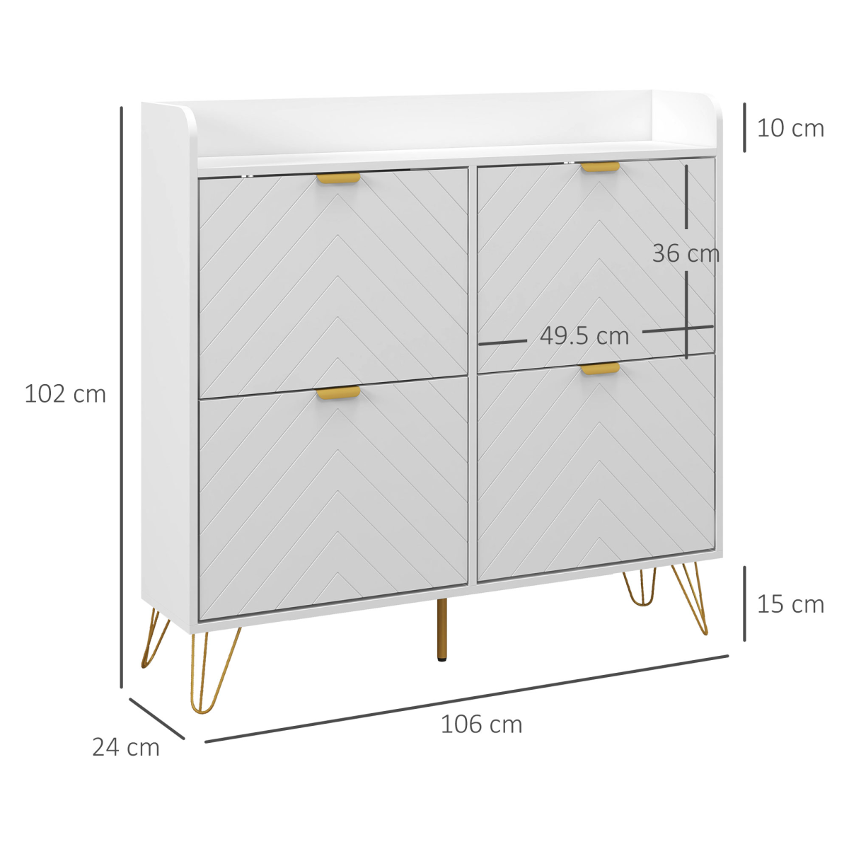 HOMCOM Narrow Shoe Storage Cabinet, 4 Flip Drawers, 16 Pairs