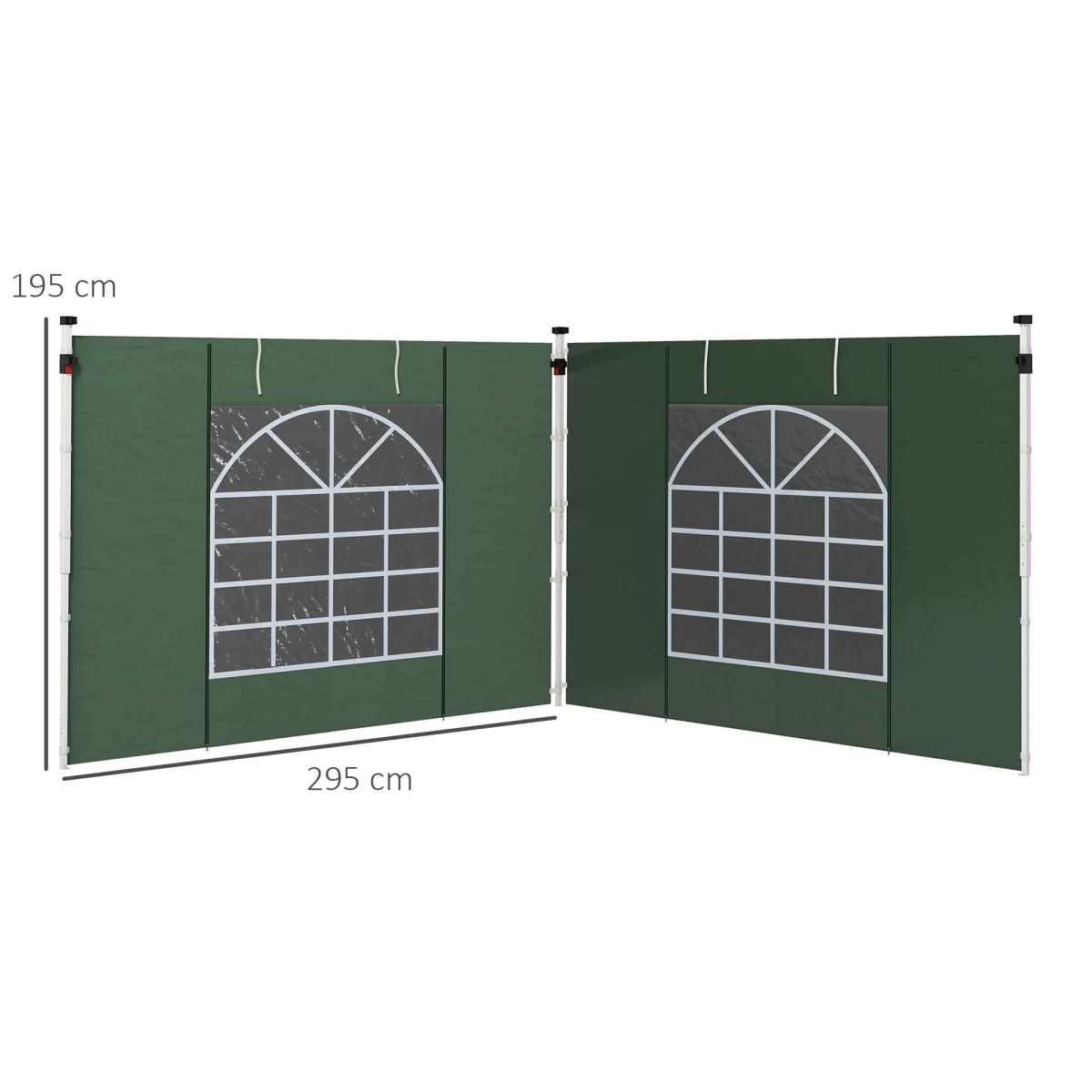 Outsunny 3x3(m) or 3x6m Pop Up Gazebo Side Panels Replacement, 2 Pack, Green
