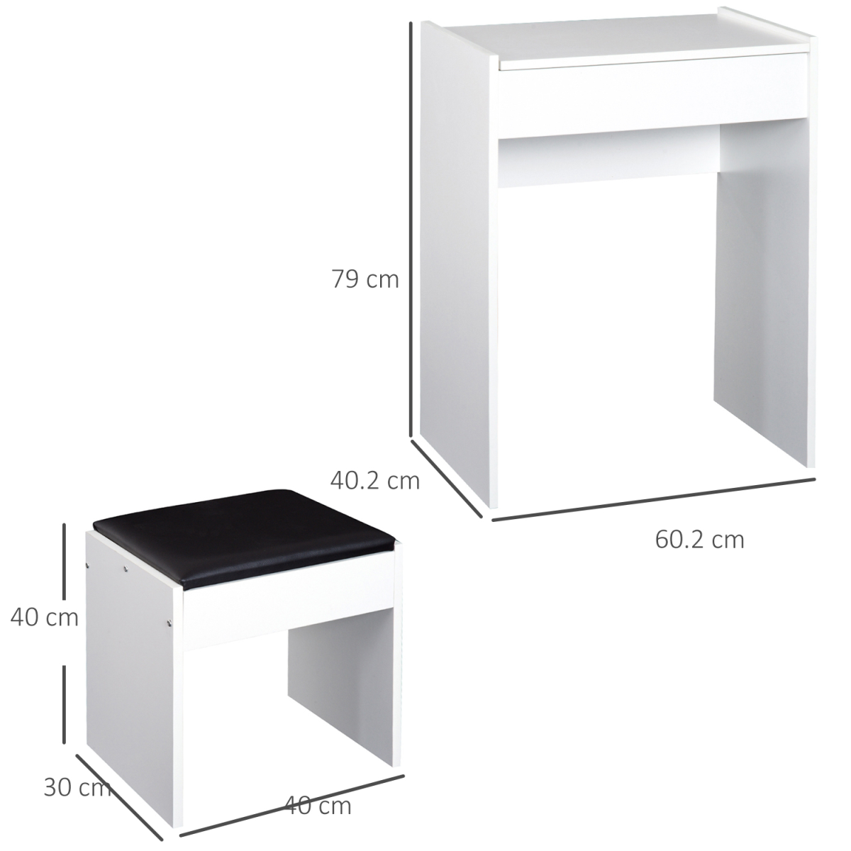 HOMCOM White Dressing Table Set with Padded Stool, Flip-Up Mirror, Hidden Storage, Multi-Purpose Desk