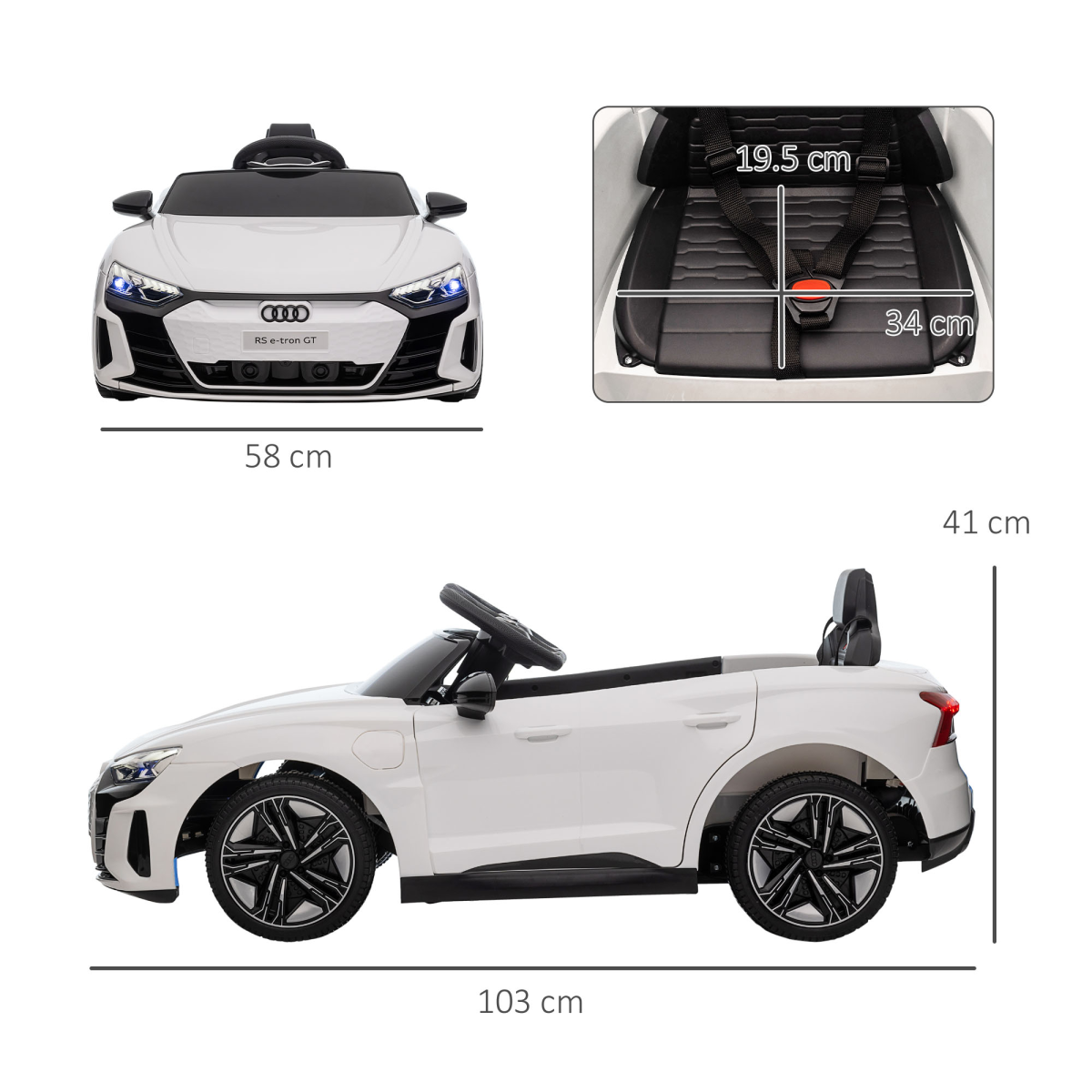 Licensed Audi RS e-tron GT 12V Kids Ride-On Car with Remote, White