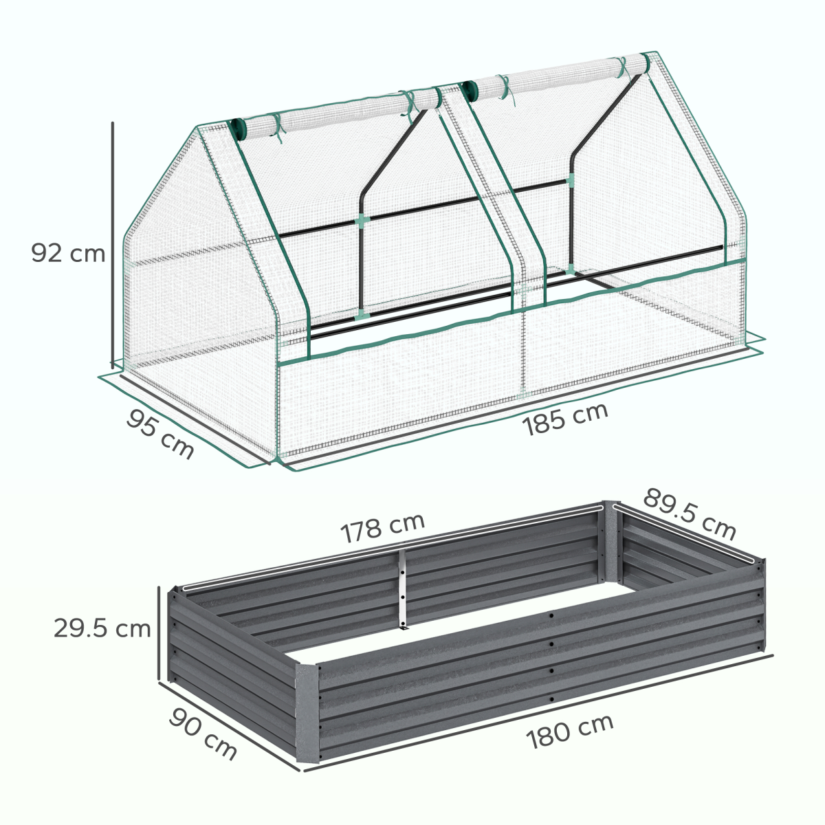 Outsunny Raised Garden Bed Planter with Mini Greenhouse, White/Grey