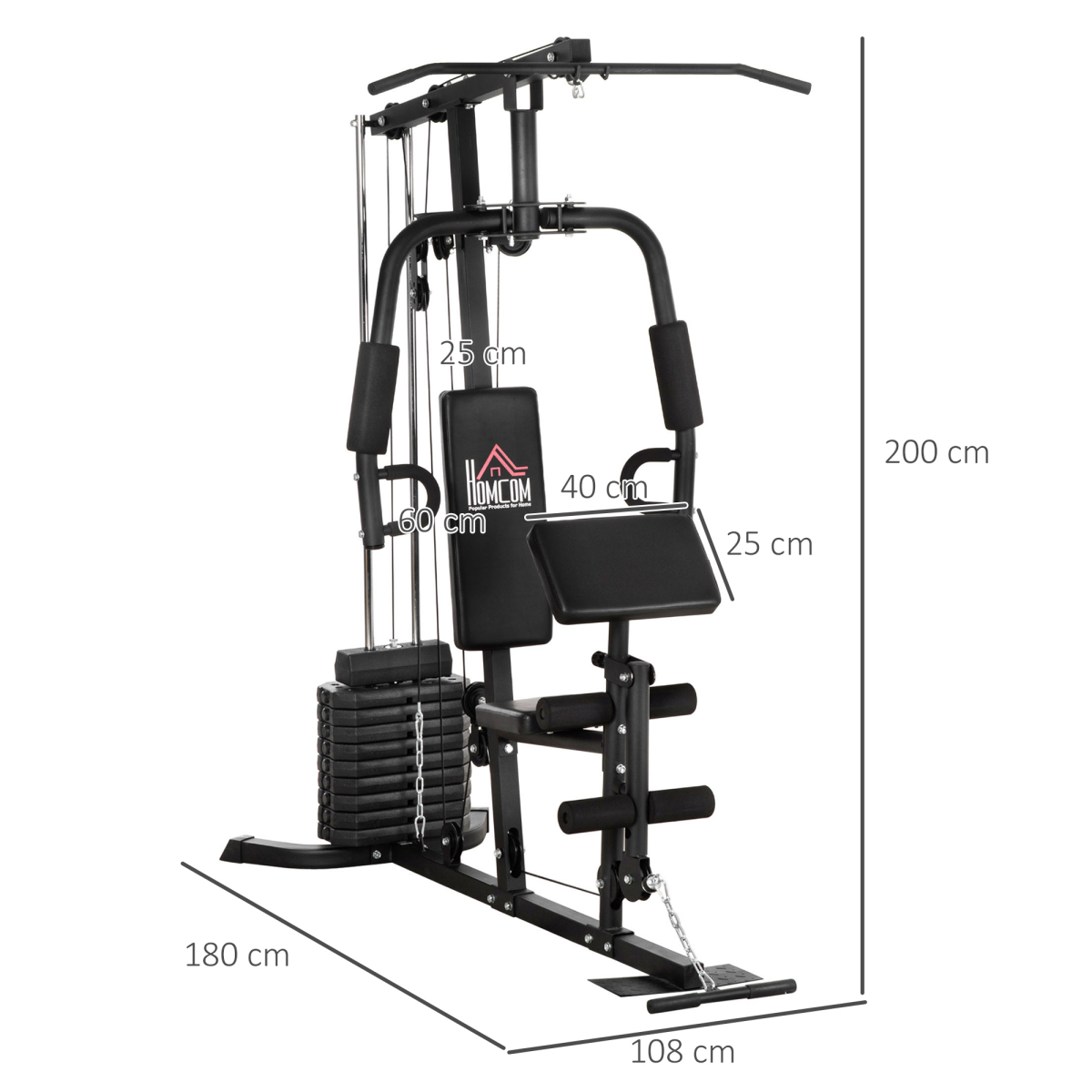 Multifunction Home Gym Machine with 45kg Weight Stack for Full Body Strength Training, Lat Pulldown, Pec Fly, Chest Press and Leg Extension