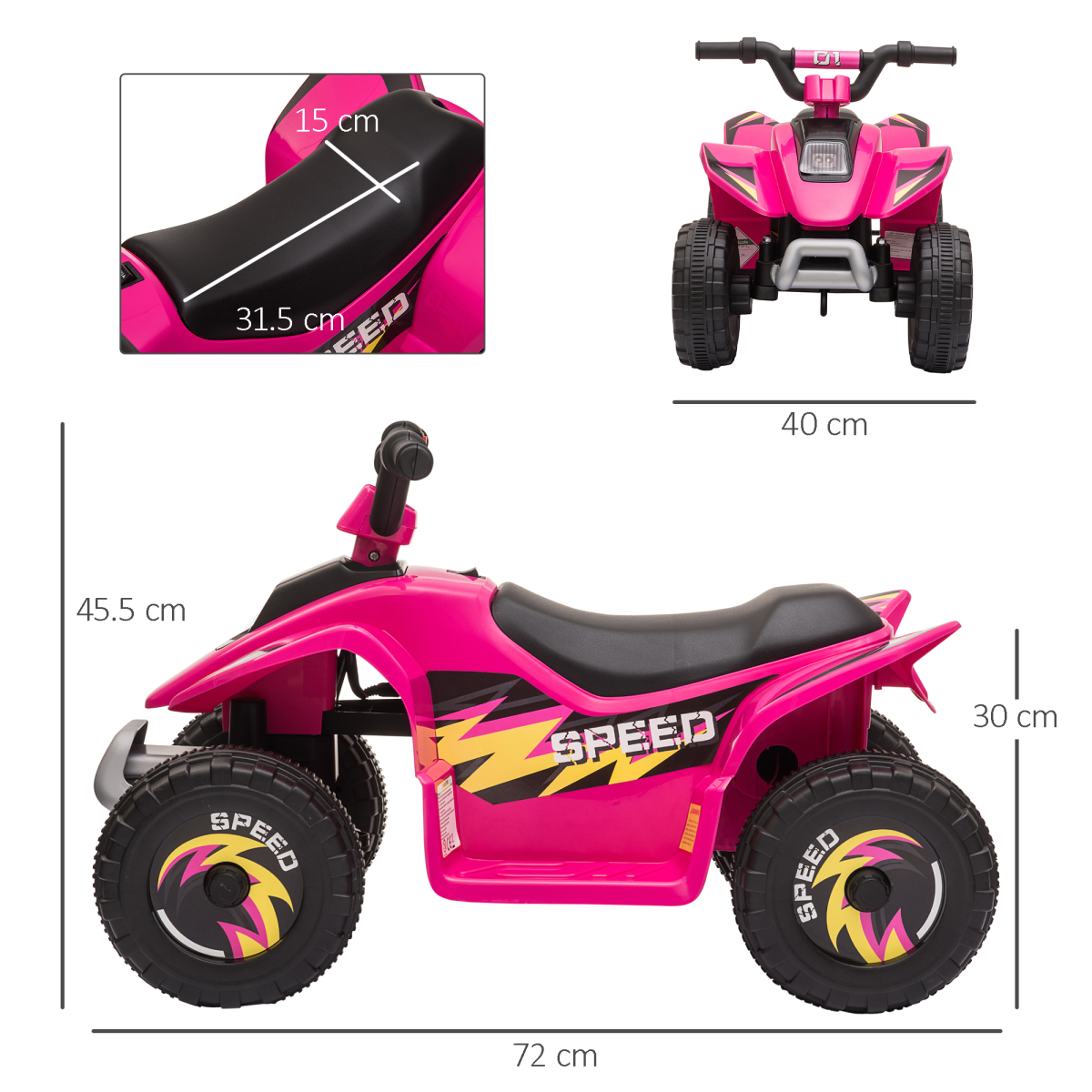 HOMCOM 6V Kids Electric Ride-On Car with Big Wheels, Pink, 18-36 Months