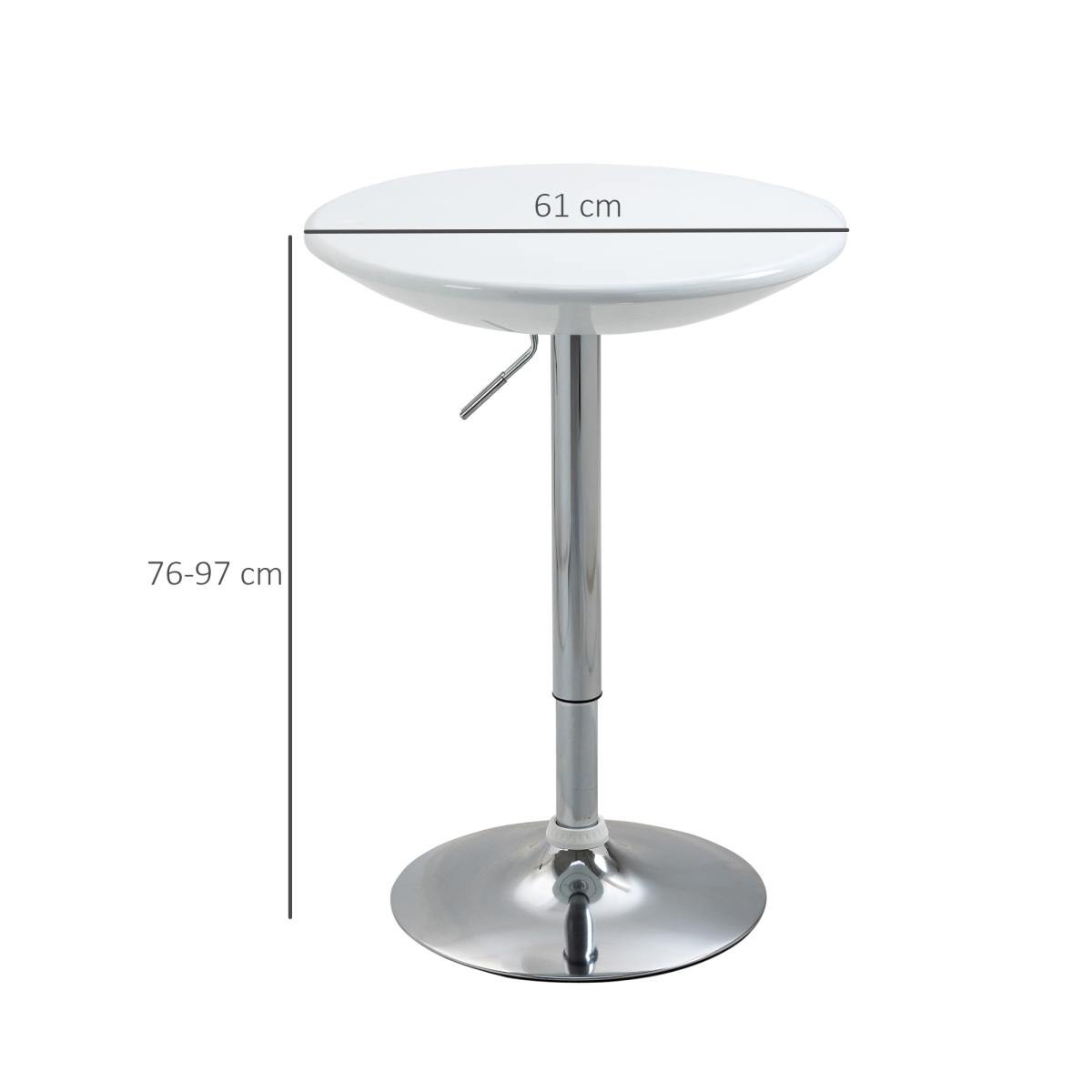 HOMCOM Adjustable Swivel Bistro Pub Table with Painted White Top and Steel Base
