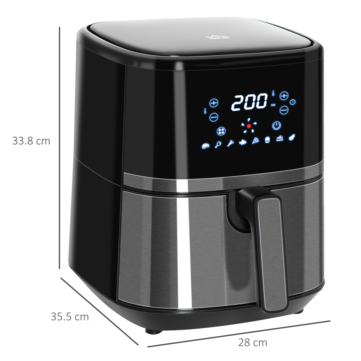 4.5L 1500W Digital Air Fryer with 8 Presets and Timer, Black, HOMCOM