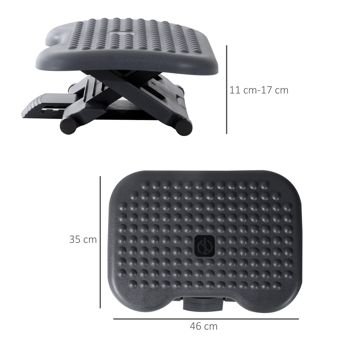Adjustable Massage Footrest, 3-Position Tilting Under Desk, Black