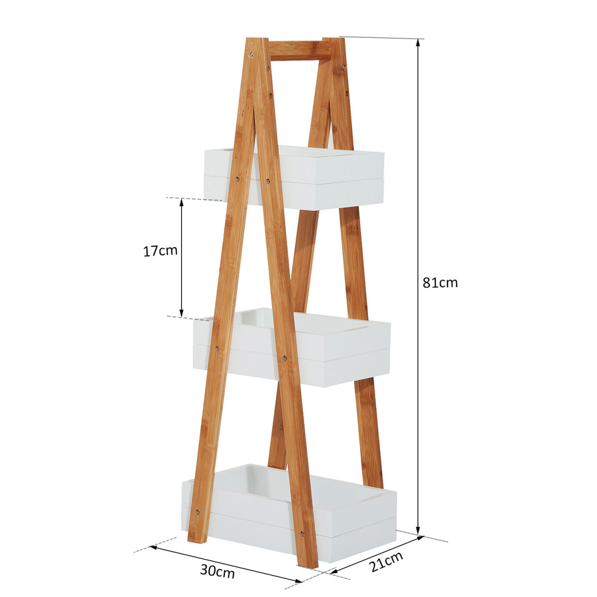 HOMCOM Bathroom A-Shape 3-Tier Bamboo Rack