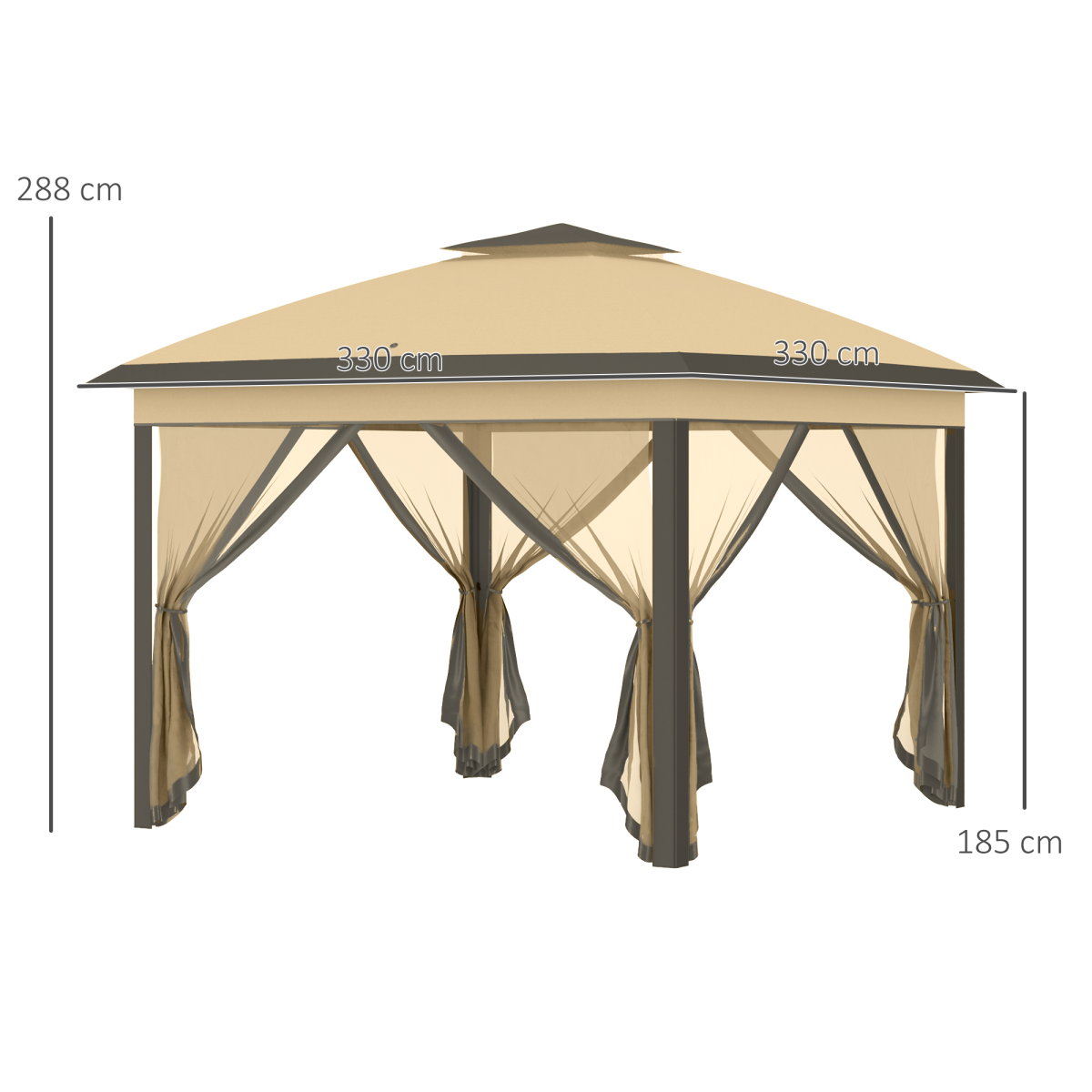 Outsunny Pop Up Gazebo, Height Adjustable Canopy Tent with Carrying Bag, Beige