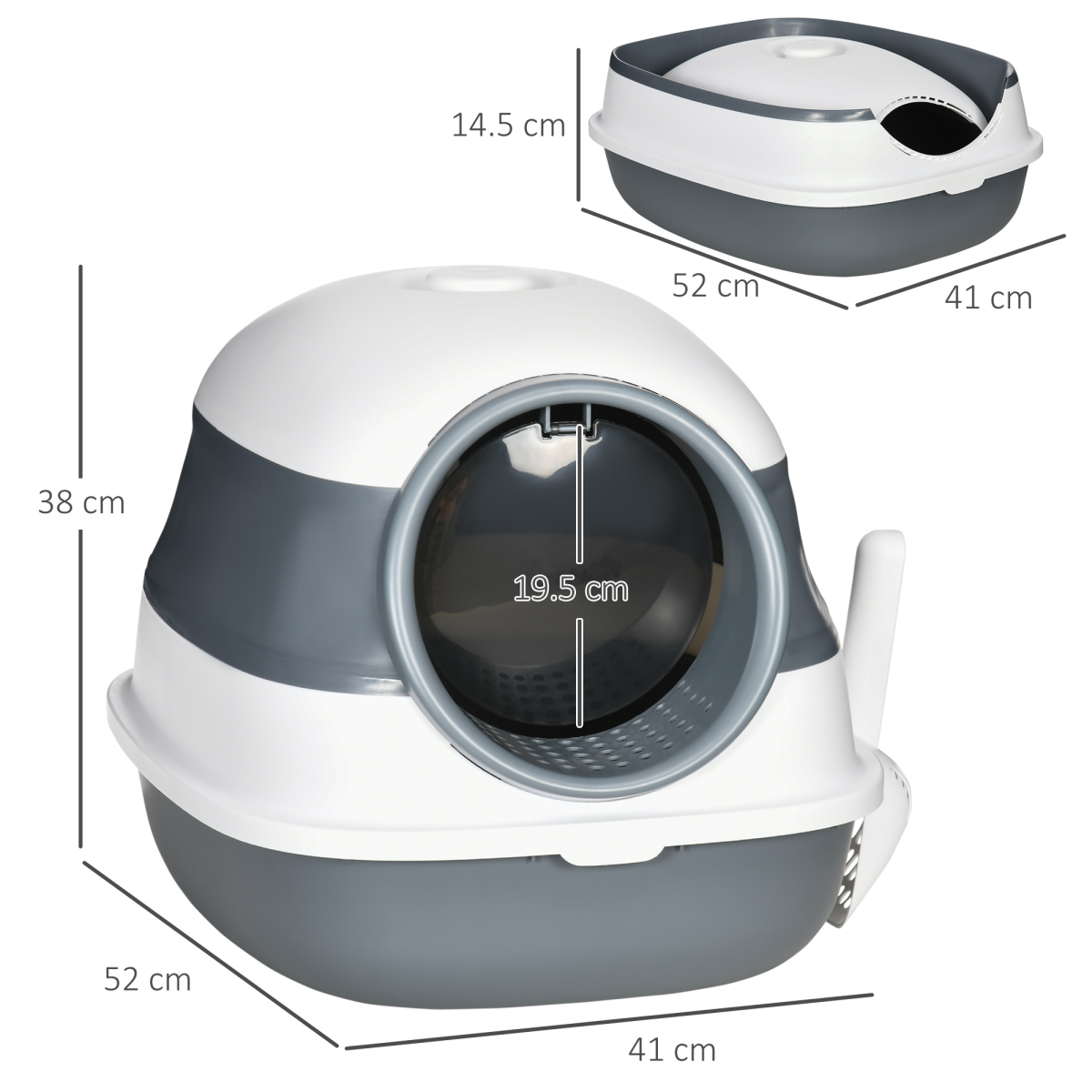 PawHut Hooded Cat Litter Box with Lid, High-Side Tray, Deodorizer and Scoop