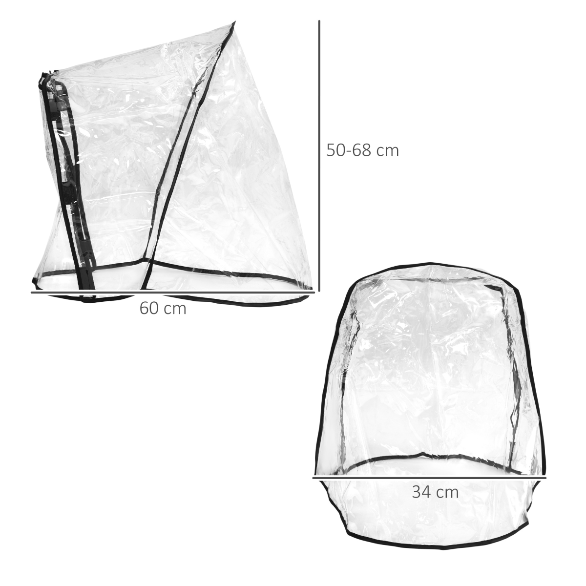 PawHut Dog Stroller Rain Cover with Rear Entry for Pet Pram