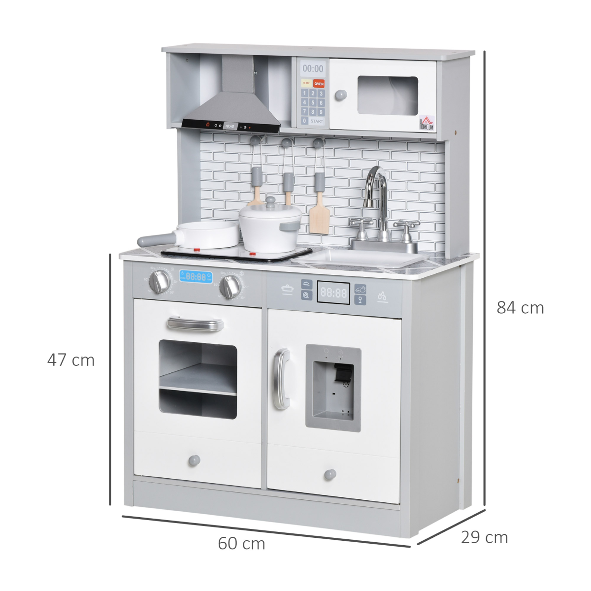 Kids Wooden Toy Kitchen Pretend Play Cooking Playset for 3-6 Years Old