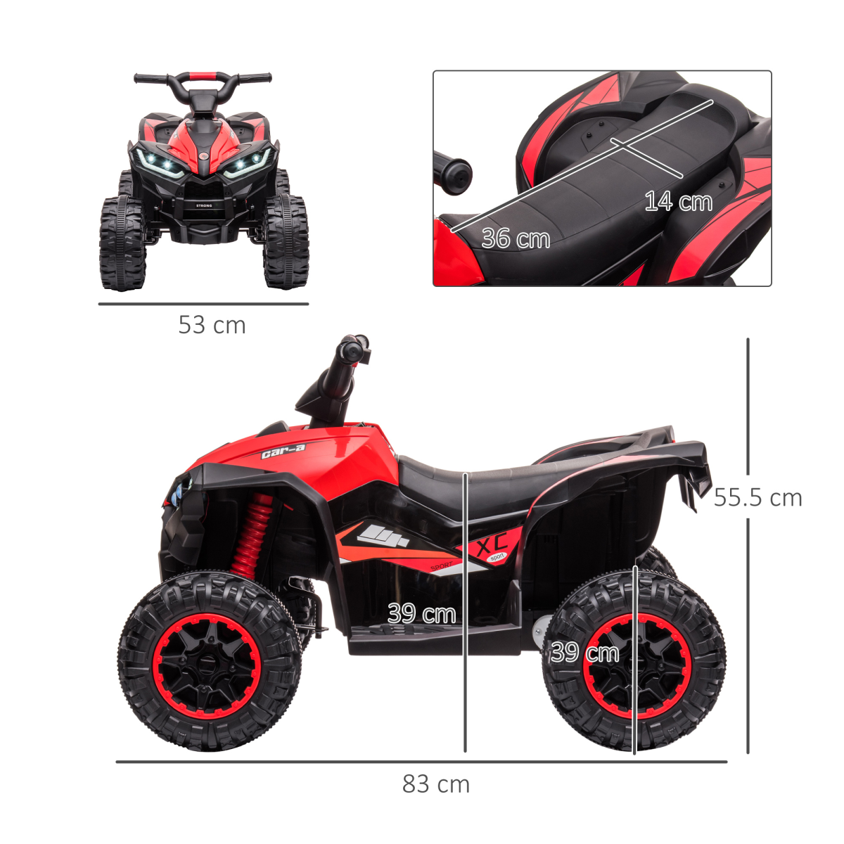HOMCOM 12V Kids Electric Quad Bike Ride On ATV, LED Lights, 3-5 Years