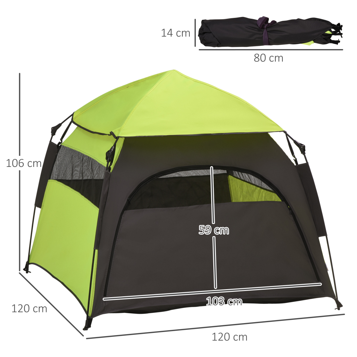 PawHut Foldable Waterproof Pet Tent with Mesh Windows & Carry Bag