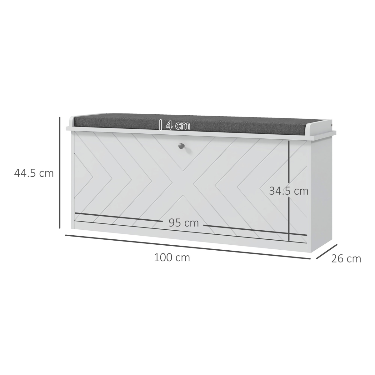 HOMCOM Shoe Storage Bench with Flip Drawer, Cushioned Seat, White