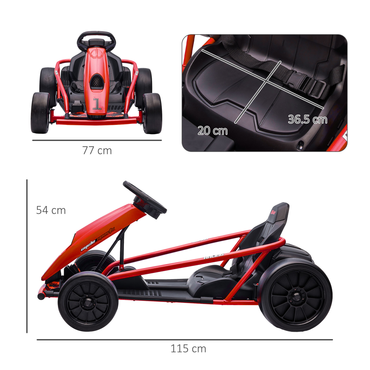 HOMCOM 24V Electric Go Kart for Kids with Music, Horn, Soft Start