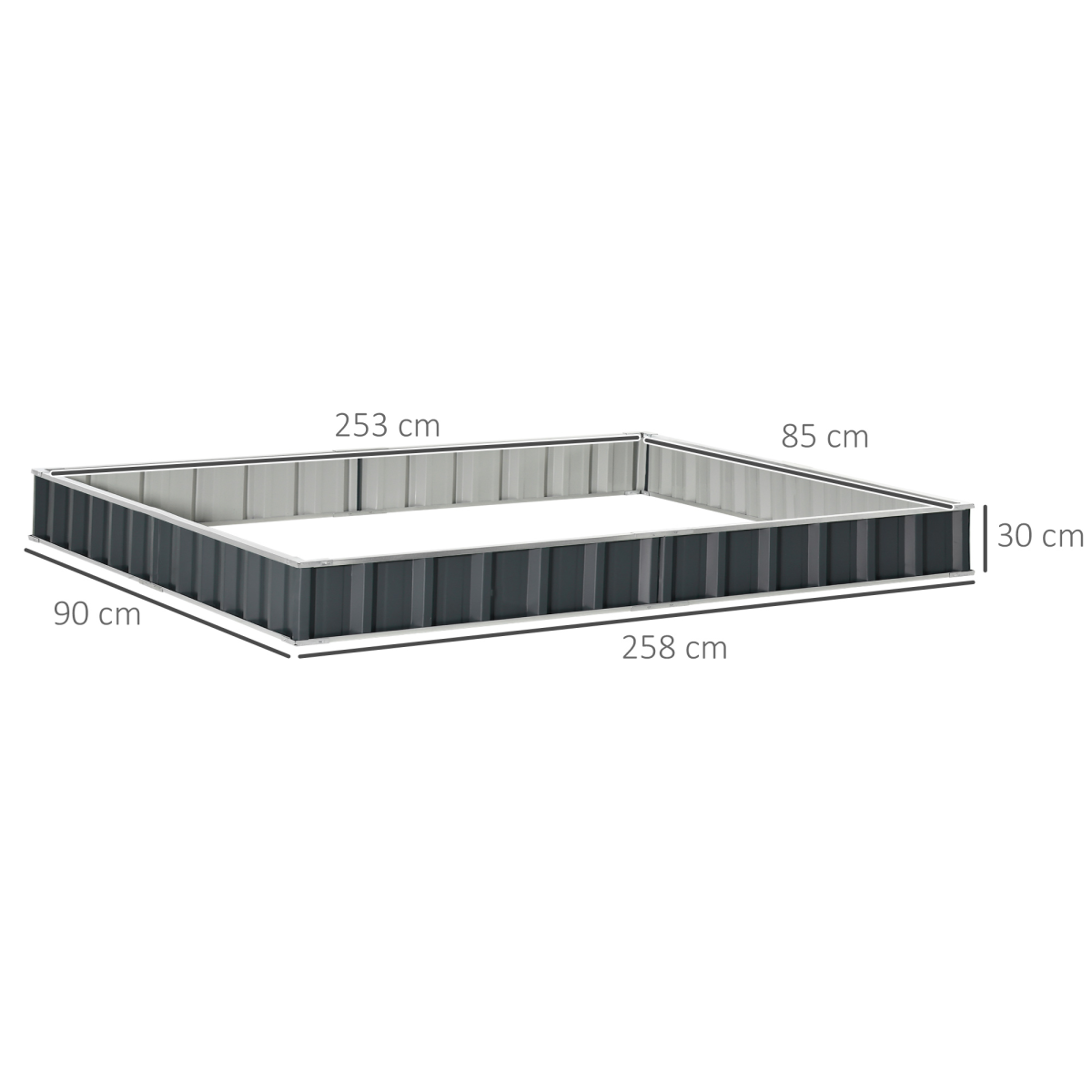 Outsunny Metal Raised Garden Bed Planter Box, 2.6m x 0.9m, No-Bottom Design