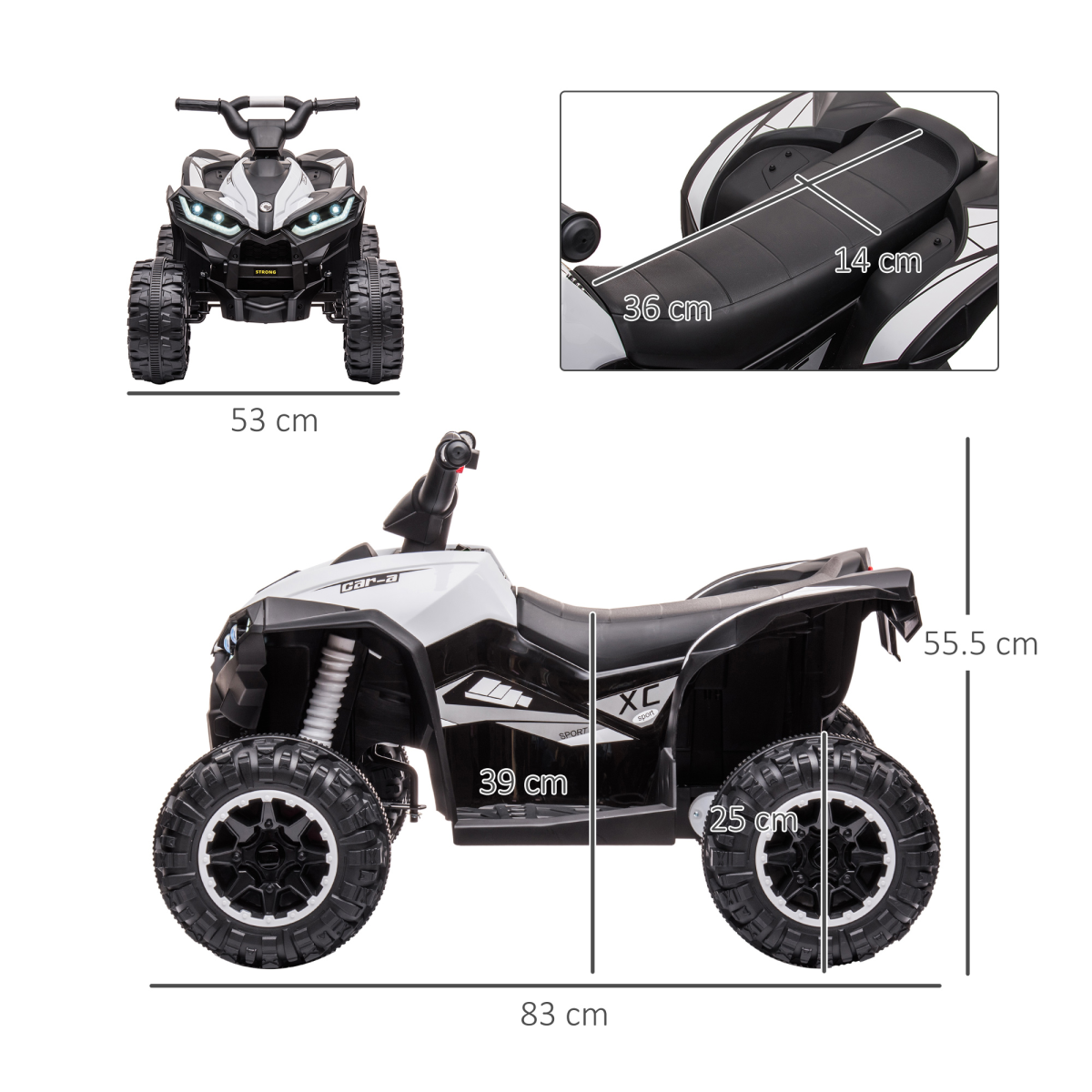 12V Electric Kids Quad Bike Ride-On ATV with LED Lights, Music & Horn