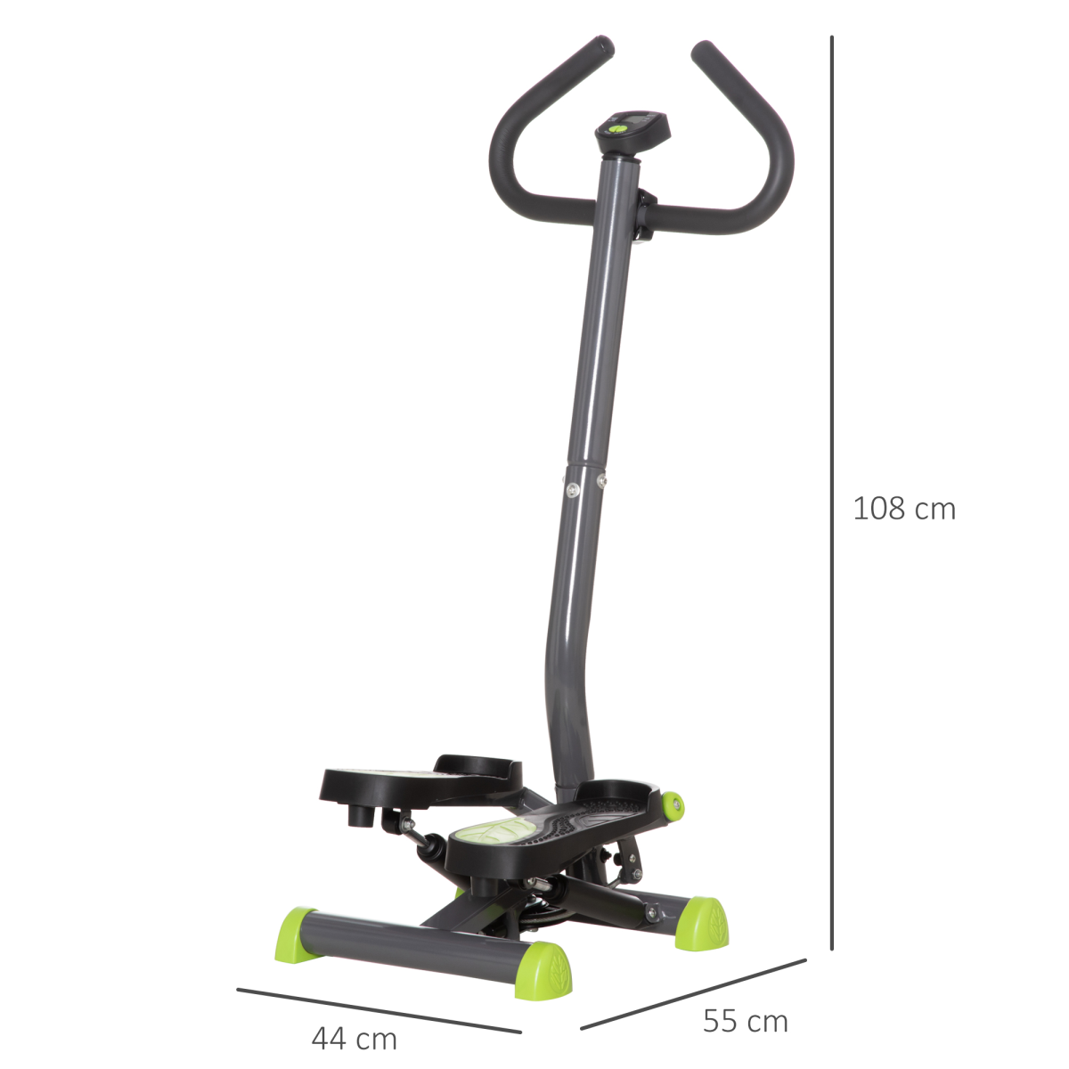 Height Adjustable Twister Stepper Machine with LCD Screen, Grey