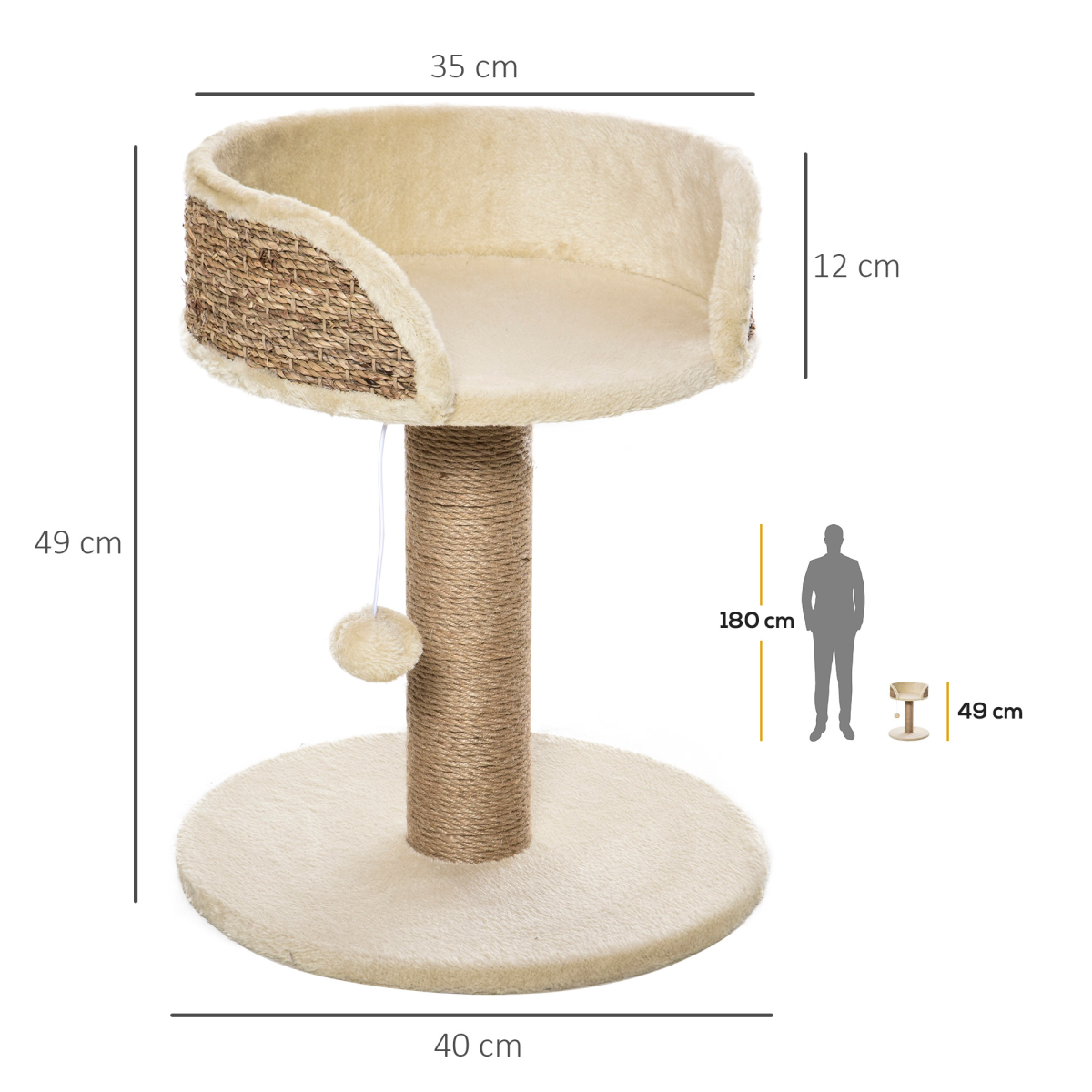 Cat Tree Tower Activity Center with Perch Bed, Scratching Post and Hanging Ball
