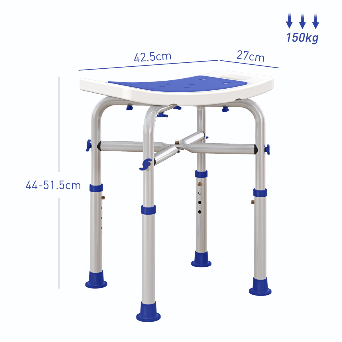 HOMCOM Adjustable Shower Stool with Padded Seat, 150kg, Purple