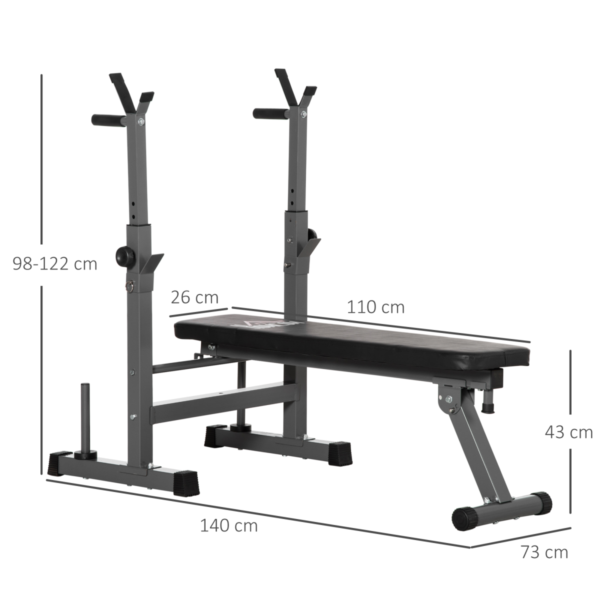 Foldable Adjustable Weight Bench with Barbell Rack and Dip Station
