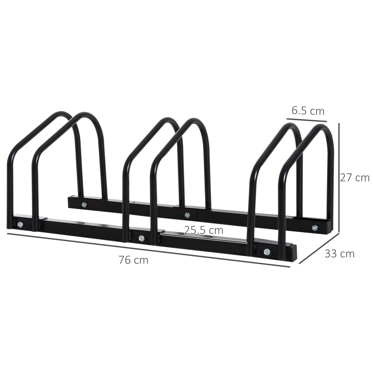 3-Bike Parking Rack, Floor or Wall Mount Bicycle Storage Stand, Detachable Steel, Black