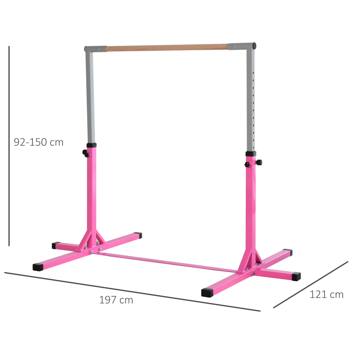 HOMCOM Adjustable Kids Gymnastics Horizontal Bar, 92-150cm Home Gym