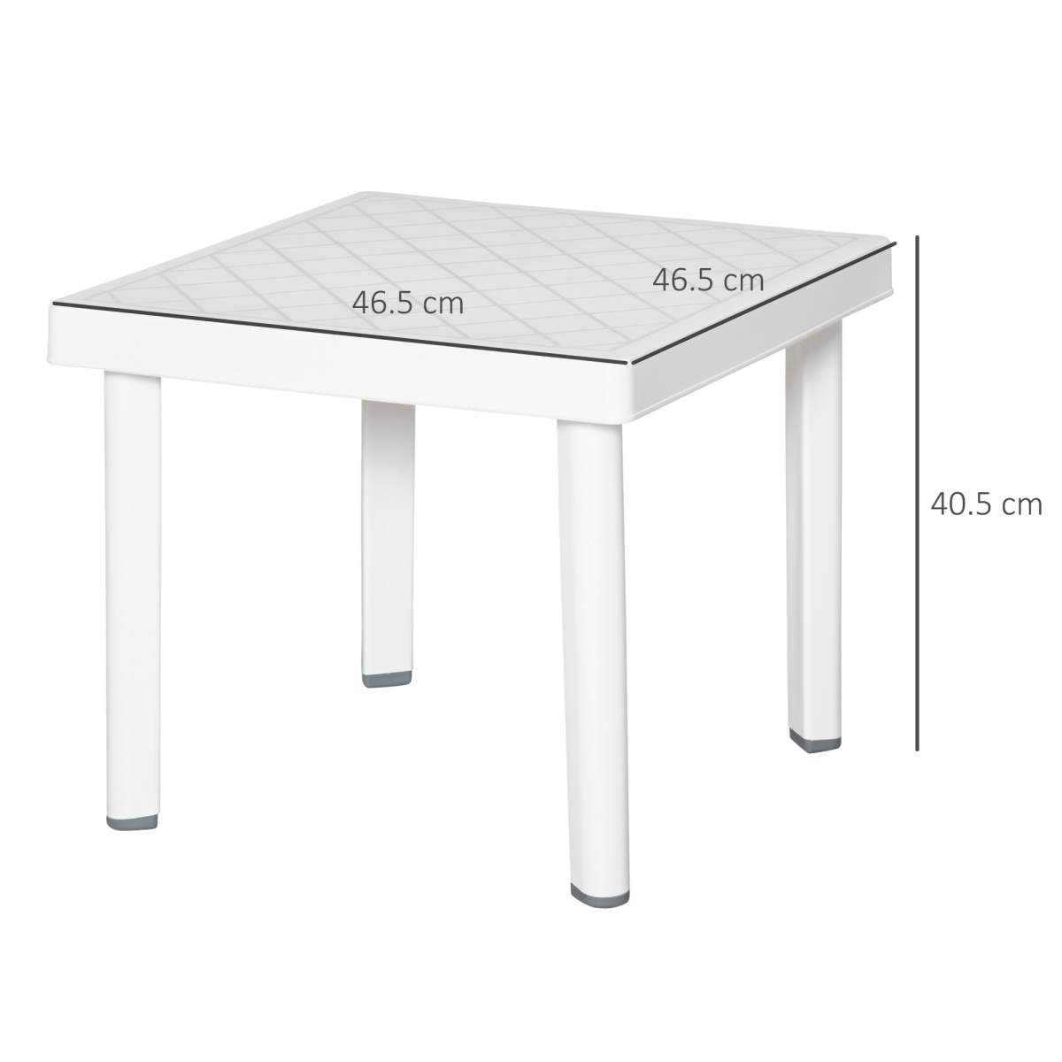 Outdoor Square Garden End Table, Weather-Resistant Plastic Accent Coffee Table for Drinks and Snacks, White, Outsunny