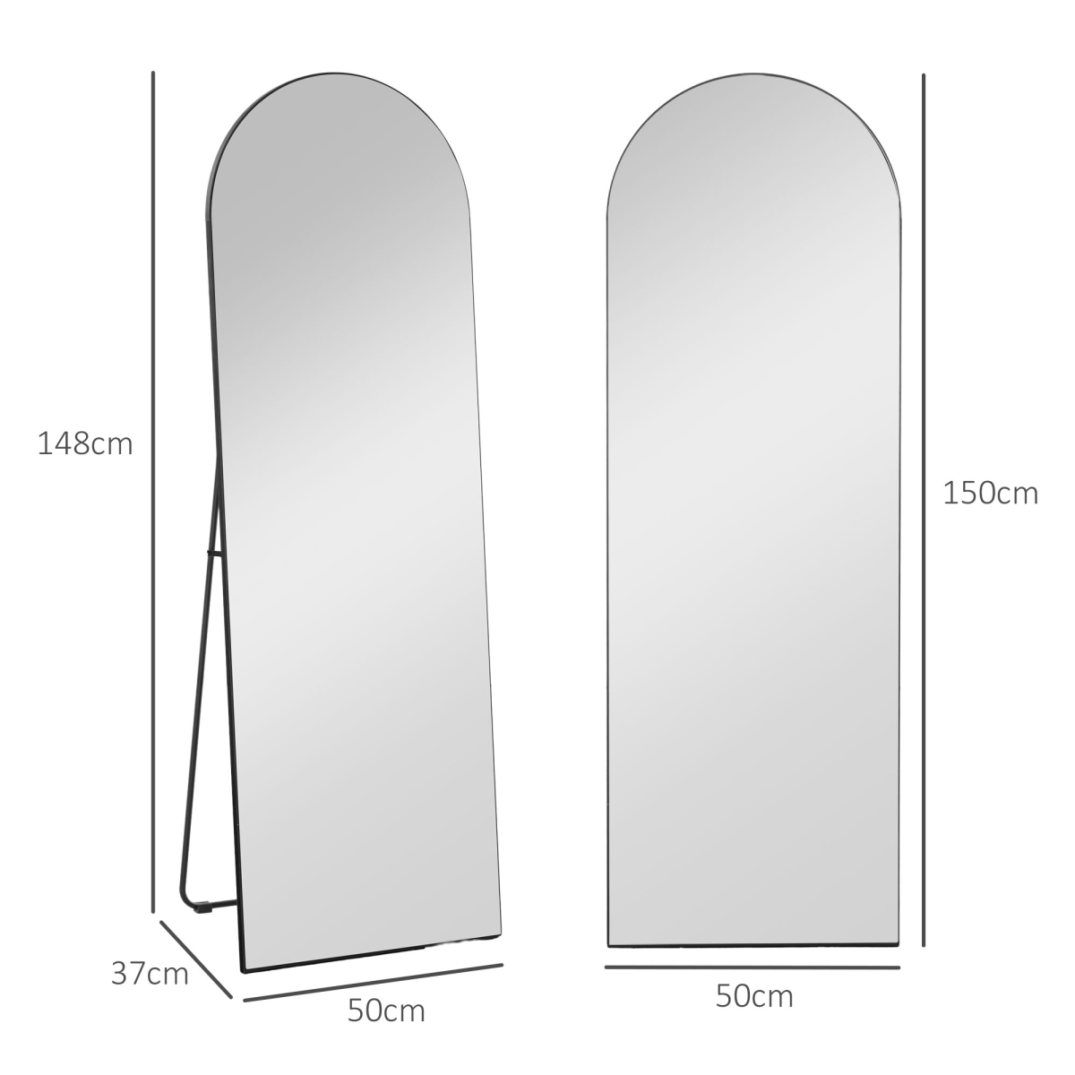 HOMCOM Full Length Wall-Mount Leaning Standing Mirror 150 x 50cm Black