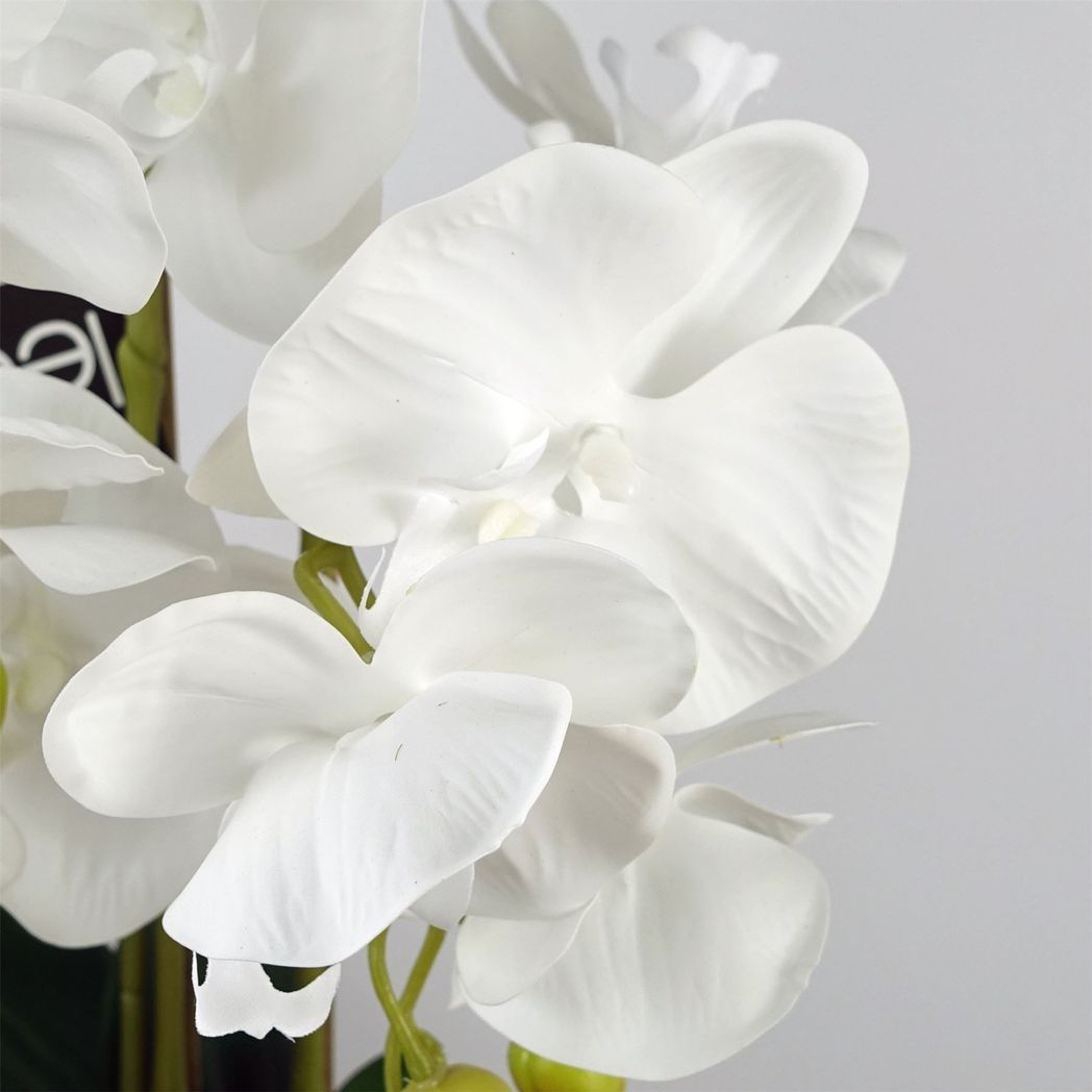 Leaf 60cm Pure White Artificial Orchid with Ceramic Bubble Planter