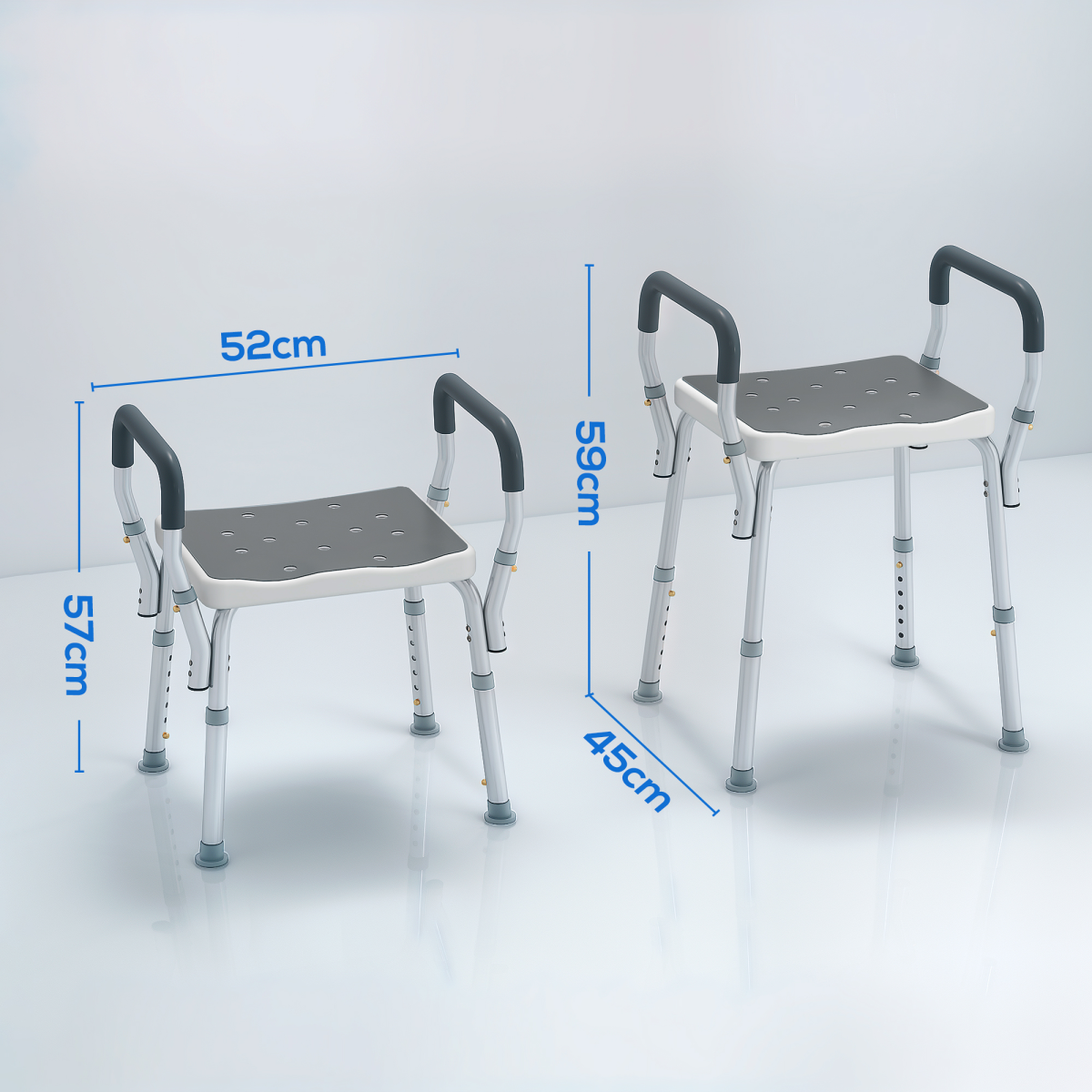 HOMCOM Adjustable Aluminium Bath Chair, Rust-Free, Grey