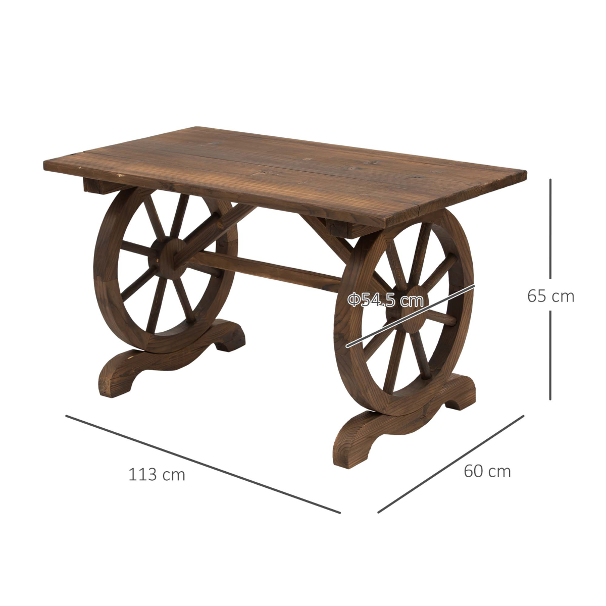 Outsunny Solid Fir Wood Garden Coffee Table, Water-Resistant Outdoor Patio Display Desk, Natural Wood Finish