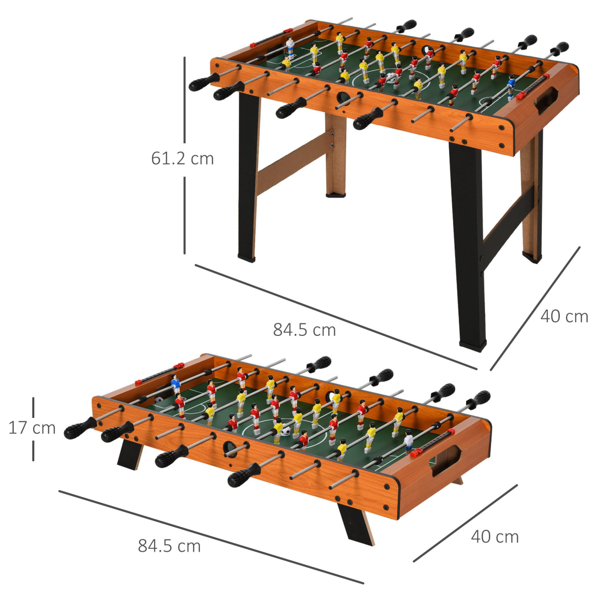 Wooden 84.5cm Foosball Table, 4-Player Football Game, 2 Balls