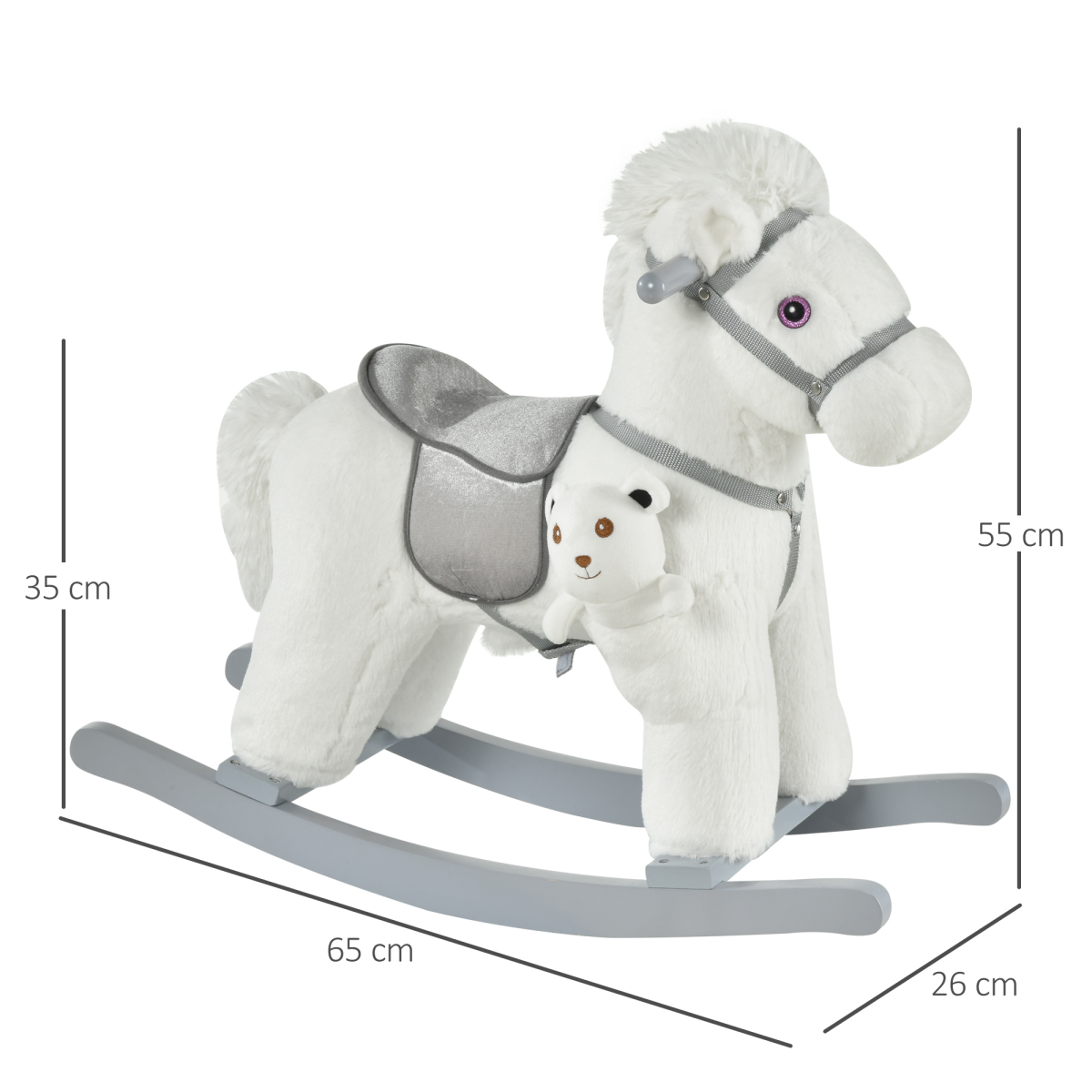 Kids Plush Ride-On Rocking Horse with Sound Handlebar