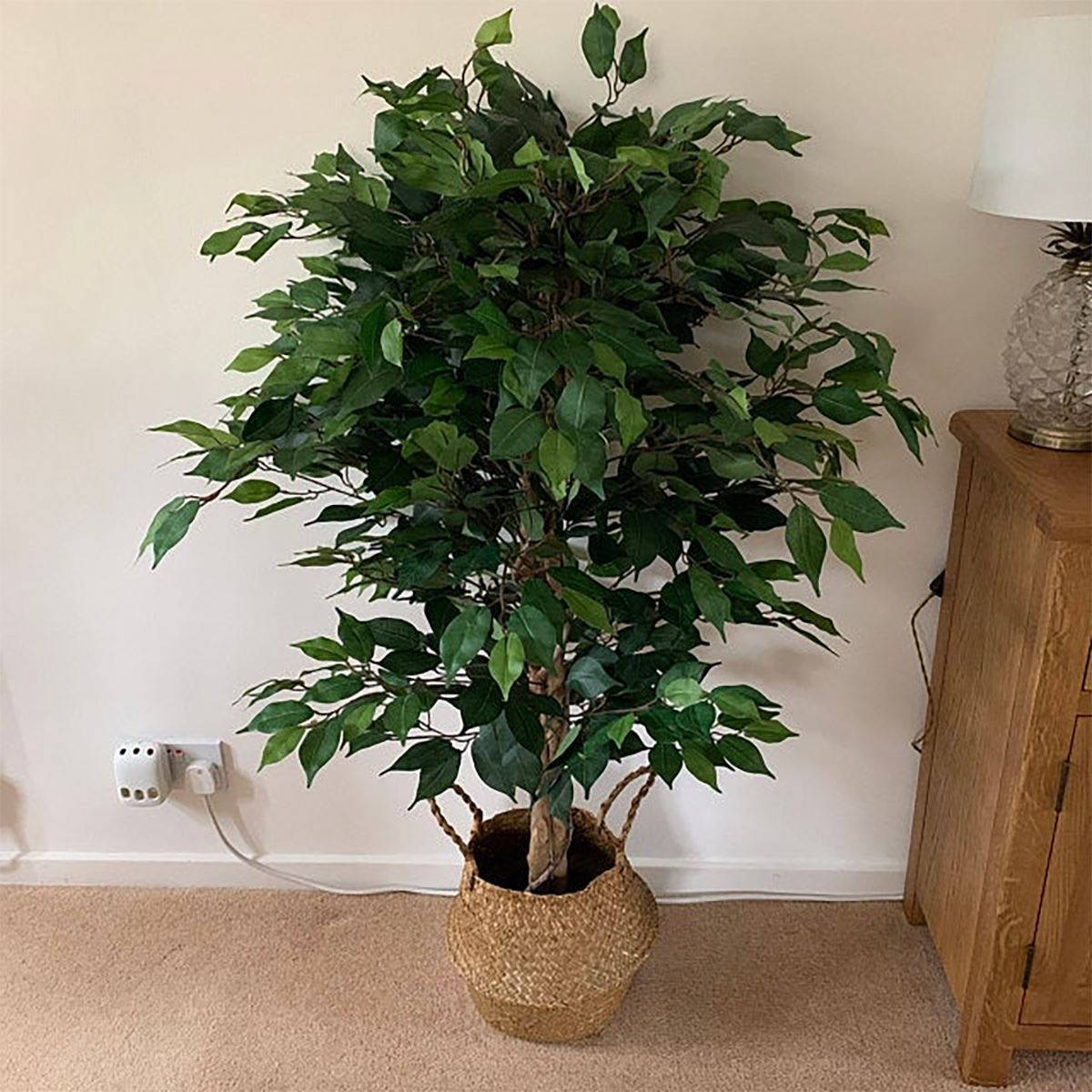 Leaf 120cm Artificial Ficus Tree with Gold Metal Planter