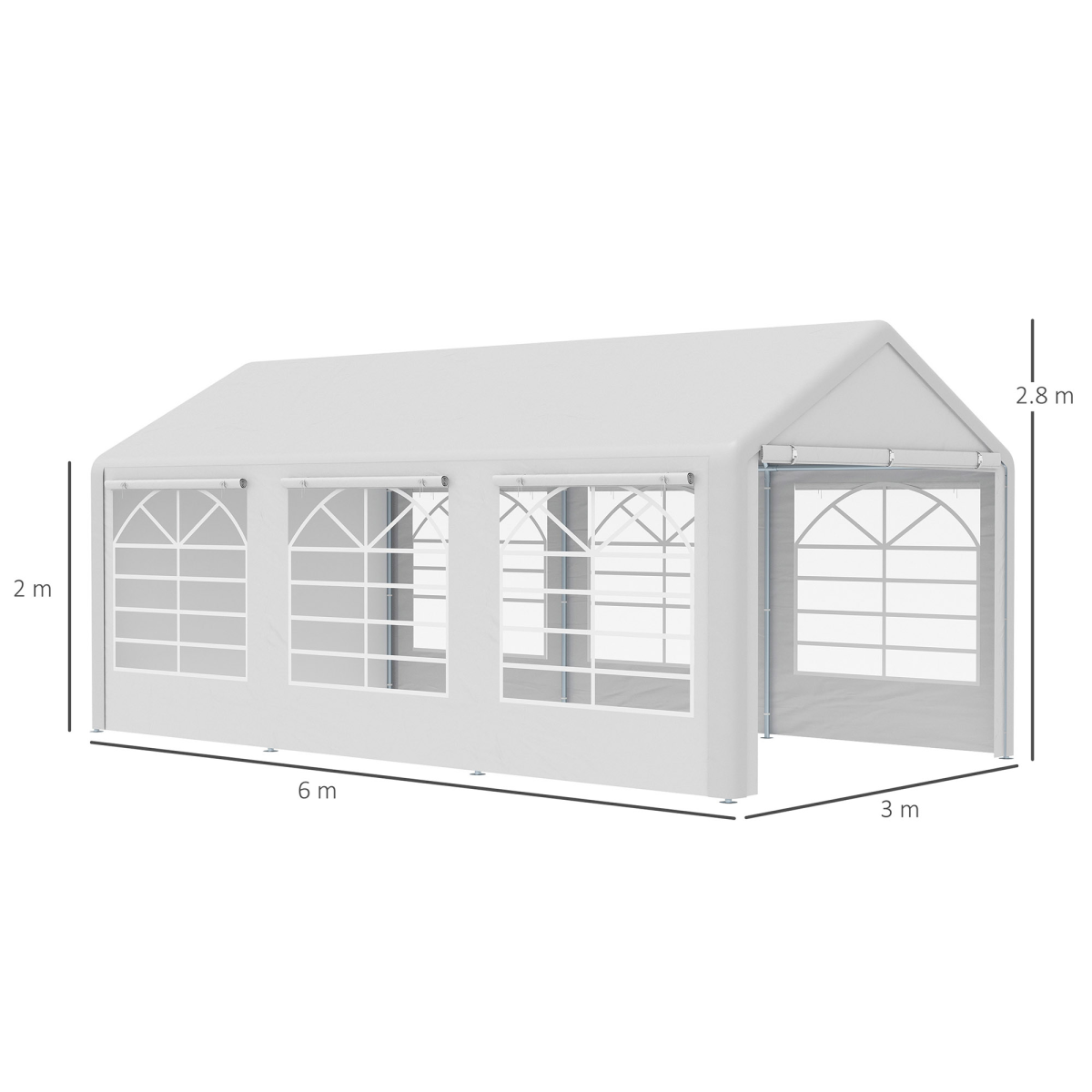 Outsunny 20 x 10 ft Water-Resistant Outdoor Car Tent Canopy, White