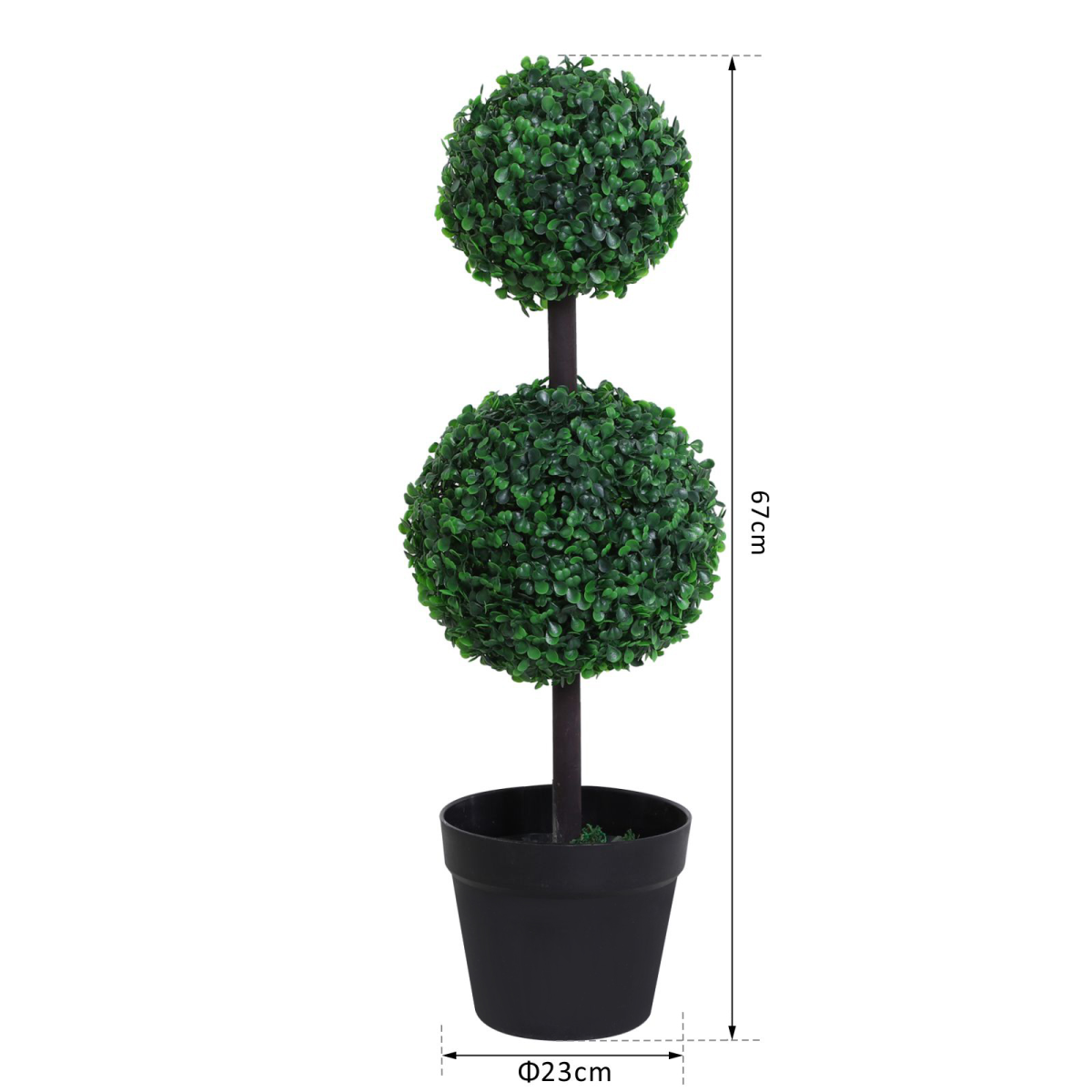 Set of 2 Artificial Boxwood Ball Topiary Trees, Green, PE Plants