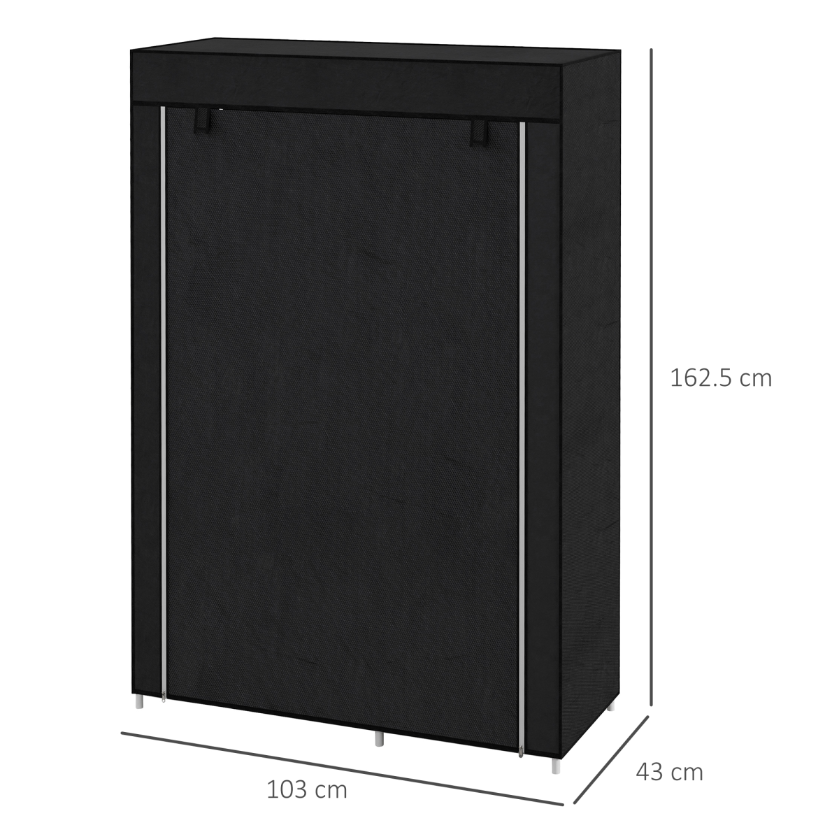 HOMCOM Portable Wardrobe Closet with Hanging Rail & 6 Shelves, Black