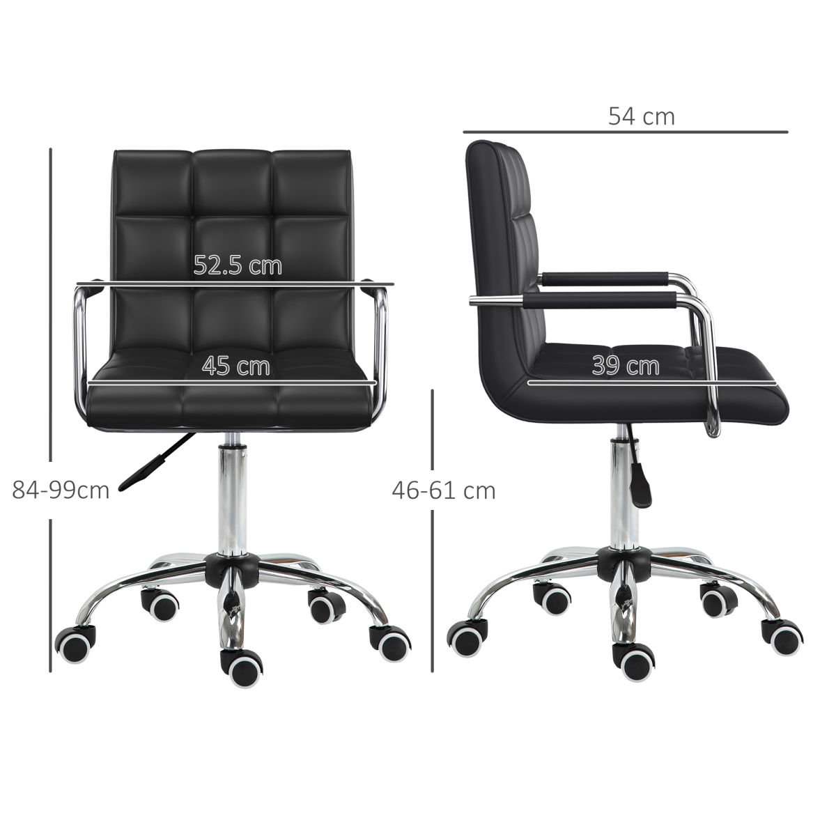 Vinsetto Black PU Leather Height Adjustable Swivel Office Chair